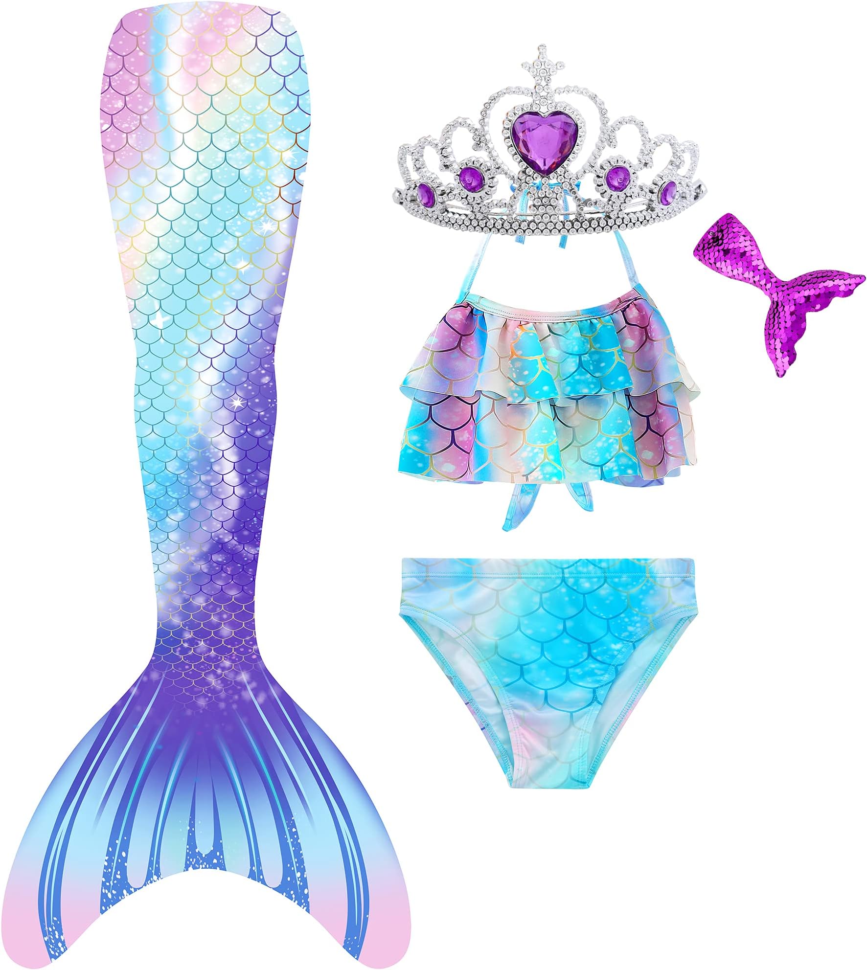 Girls Swimsuit for Swimming, Bathing Suit Princess Bikini Sets Girls Kids Toddlers (No Monofin) 3-12 Years