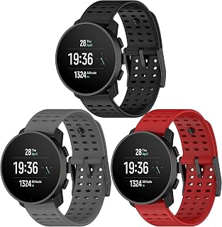 3 Pack Straps Compatible with SUUNTO 9 Peak Pro/SUUNTO 9 Peak Smartwatch Bands Replacement Silicone Breathable Sport Wristbands