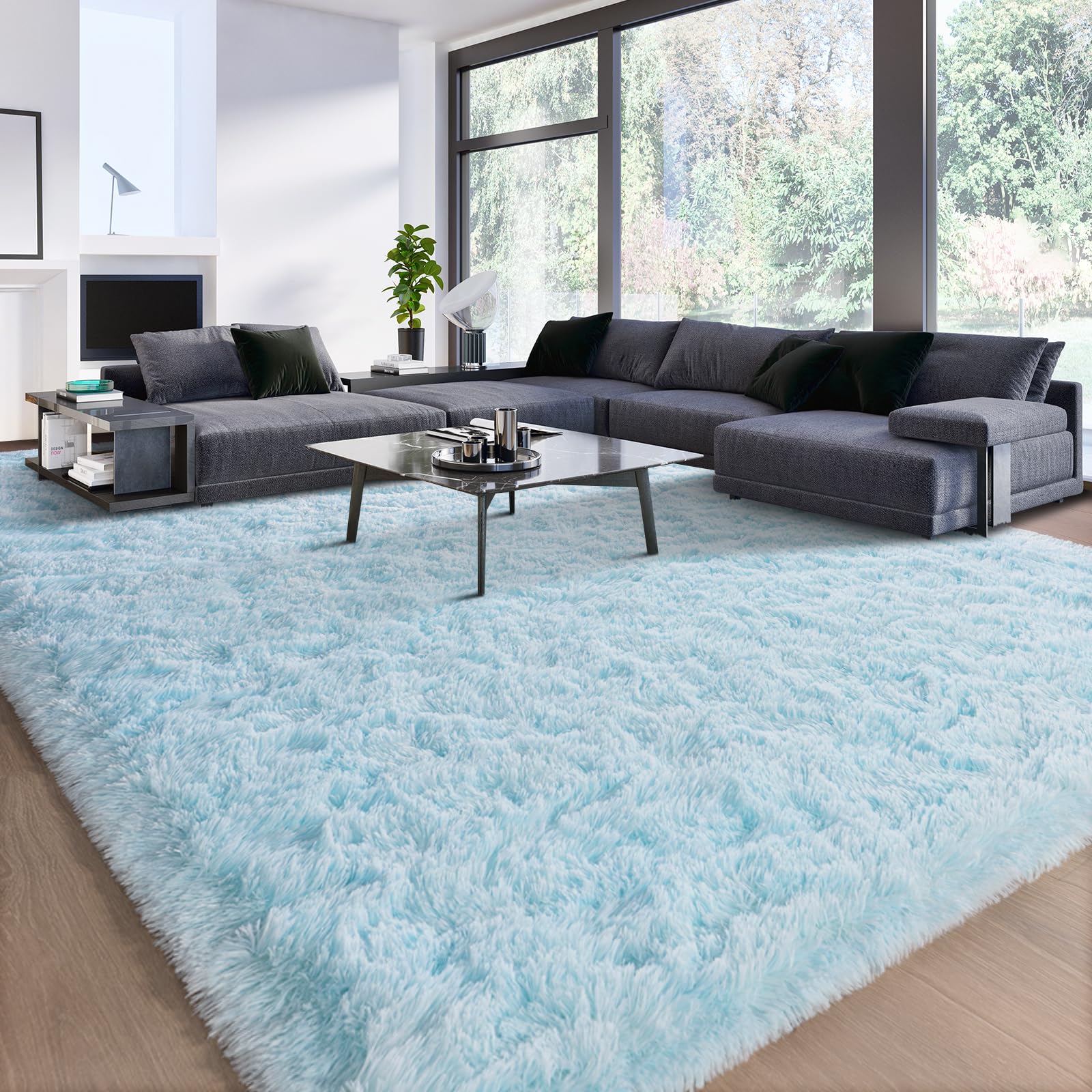 Kelarea Area Rug for Living Room, 6x9 Non-Slip Light Blue Rug Fluffy Soft Shag Rugs, Fuzzy Shaggy Plush Carpet for Bedroom, Nursery Rooms, Home Dorm