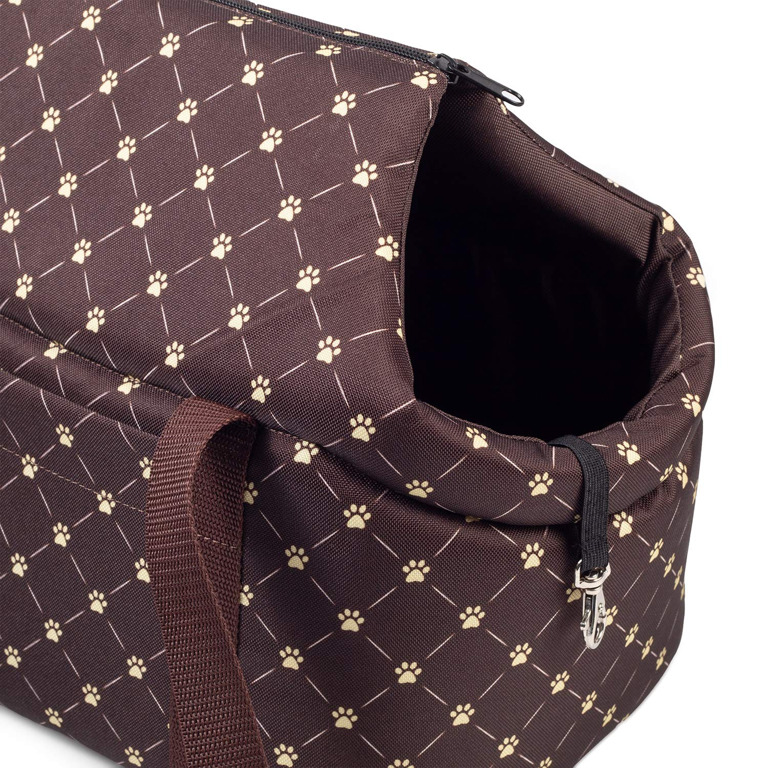 Bolsa para perros – Marrón/Patrón: Patas, M a 10 kg – Bolsa de transporte para perros pequeños y medianos – Perros y gatos