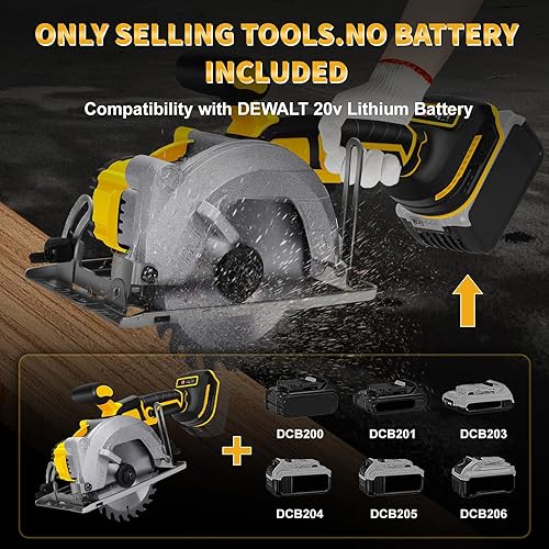Miniatura 8 de Sierra circular inalámbrica de 5.5 pulgadas para batería Dewalt de 20V, sierra de madera eléctrica con motor sin escobillas, bisel de corte de 0-45,