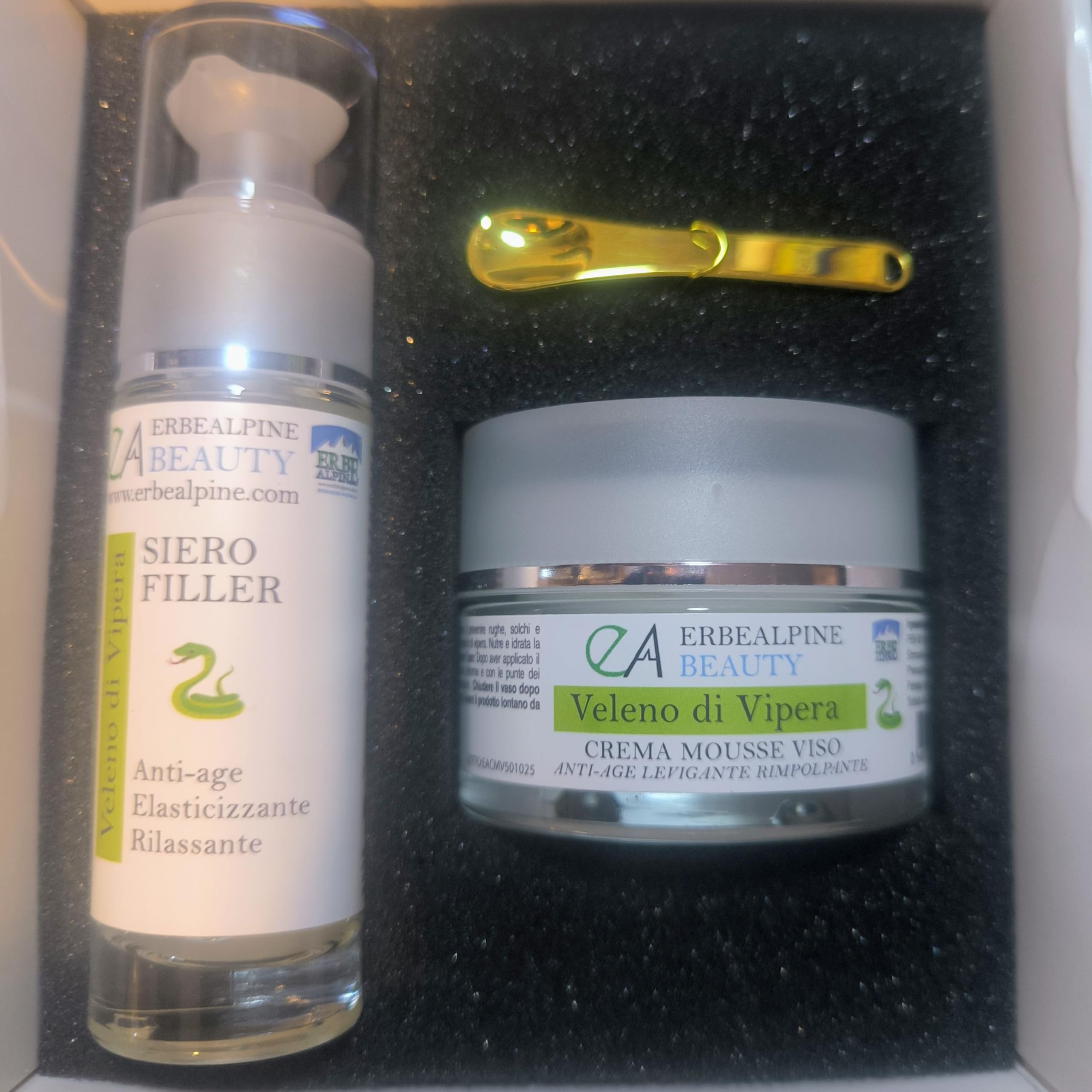 Siero e Crema al Veleno di Vipera – Trattamento Antiage Completo 2 in 1 | ERBEALPINE | Effetto Lifting Naturale, Antirughe e Rilassante | Agisce sui Recettori Muscolari | MADE IN ITALY