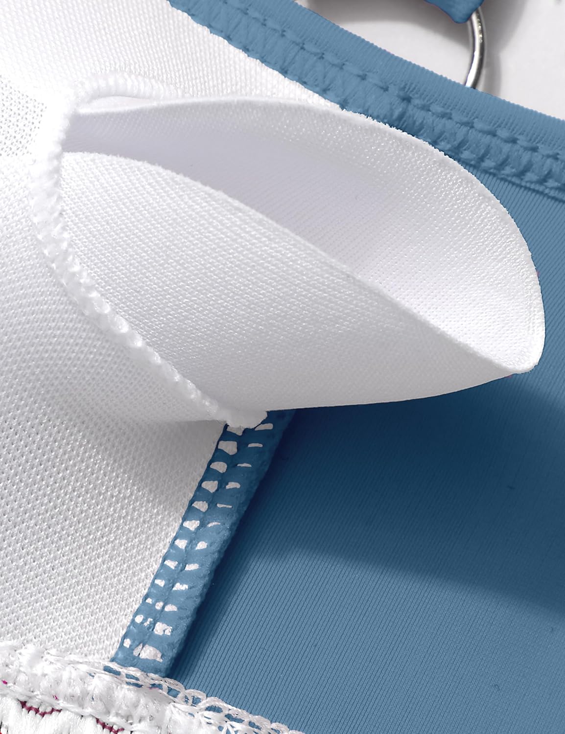 Girls Swimsuit High Waisted Bathing Suit for Girls V-Neck Cutout Two Piece Swimwear Color Block Welt Bikini Set 9-16y - Image 8