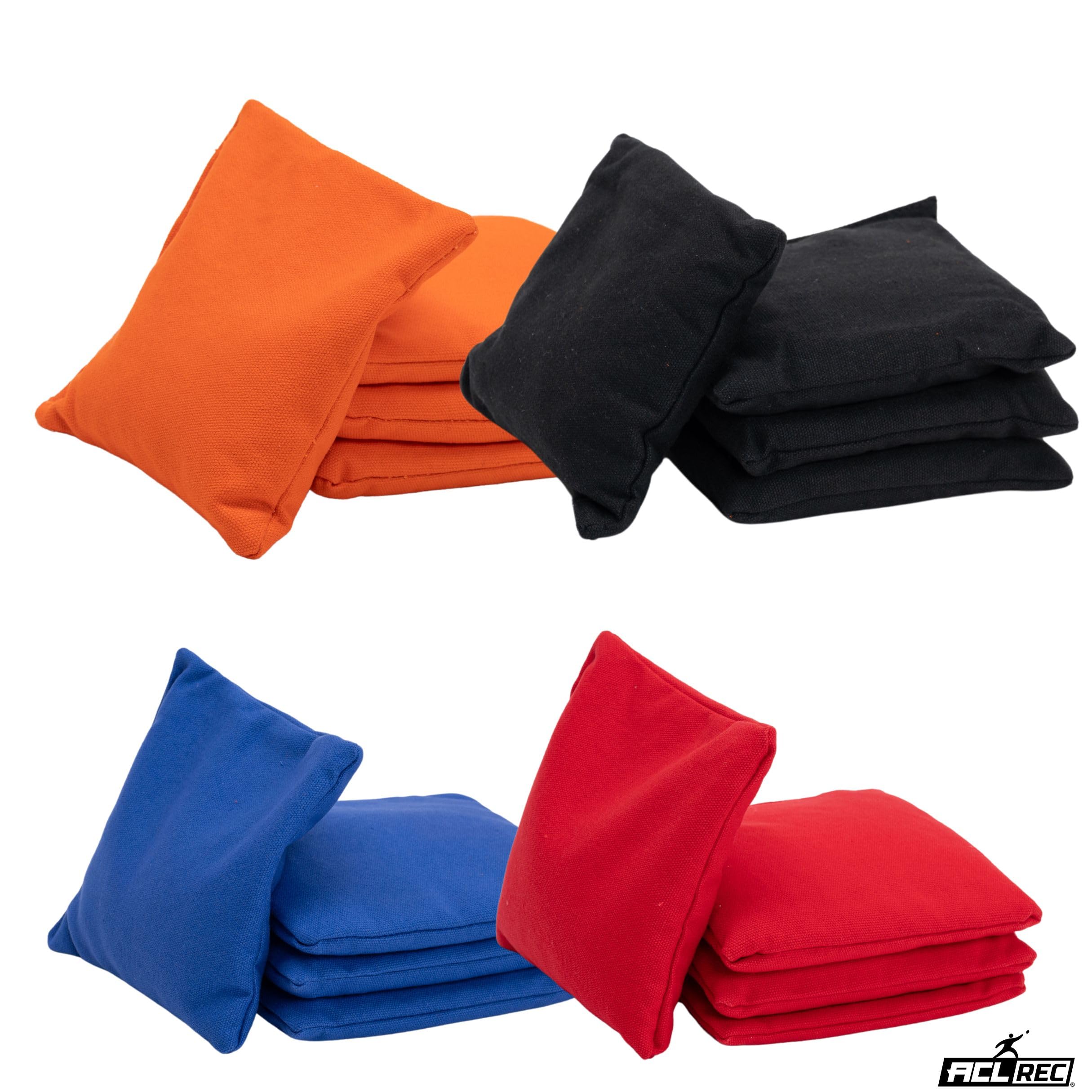 Wicked Wood Games Cornhole Bags - Bolsas de maíz (4 x 4 cm), color naranja y negro, azul y rojo