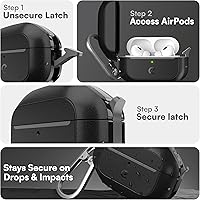 Vista 3 de Keybudz Funda para AirPods Pro 2 con Candado - Funda Completamente Impermeable para AirPods Pro 2da Generación - Llavero, Protección Resistente