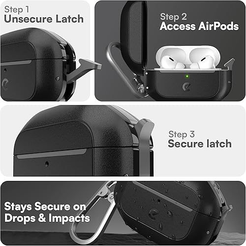 Miniatura 10 de KeyBudz Funda impermeable para AirPods 3  Ultra segura cierre Hydro Lock protección resistente carcasa dura clip de mosquetón funda patentada para