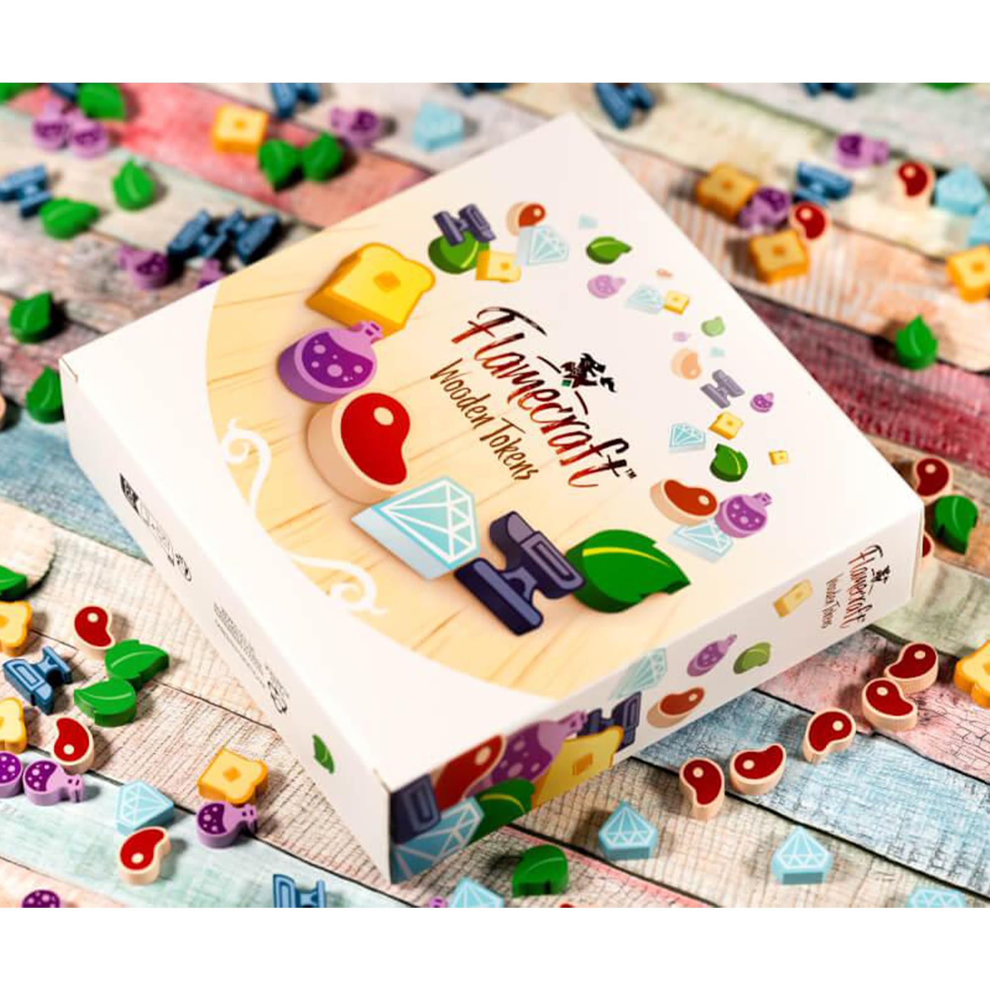 Lucky Duck Games Flamecraft - Set di 210 gettoni in legno dipinti su misura, serie 2, prodotti serigrafati per giochi da tavolo, realizzati