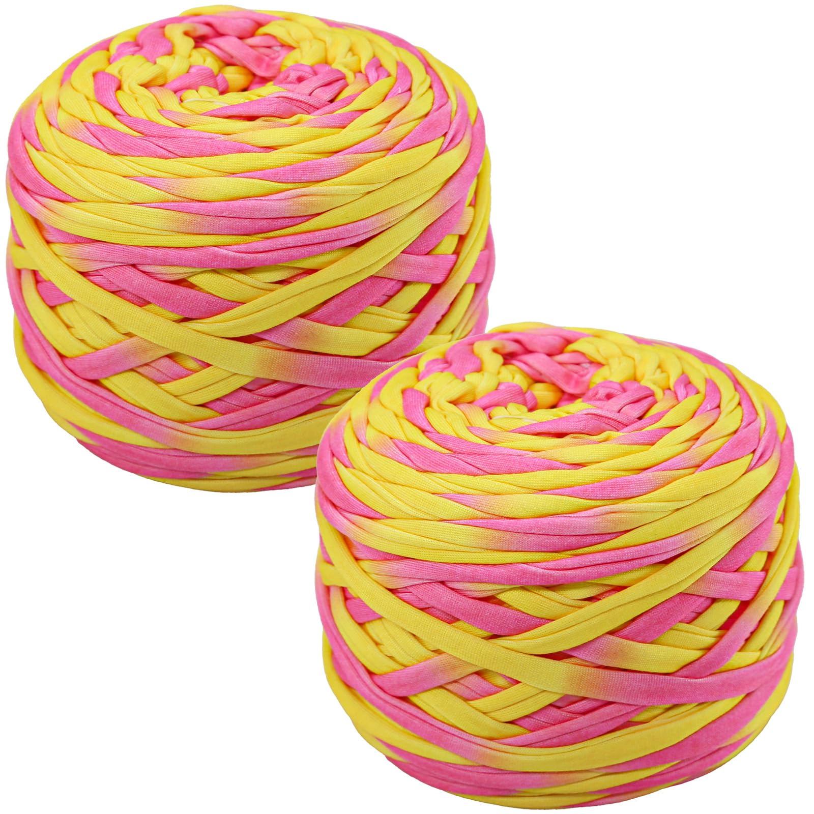 SIMEIQI 2 PCS 800g T-Shirt Yarn Elastic Fabric Crochet for DIY Knitting, 130 Yards Spaghetti Thick Knitting Yarn for Hand DIY Bag Basket Cushion Crocheting Projects,Home Decor 08