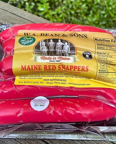 Miniatura 2 de Maine Red Hot Dogs - Sin gluten, hecho en Maine, tripas naturales, pargos rojos (paquete de 4)