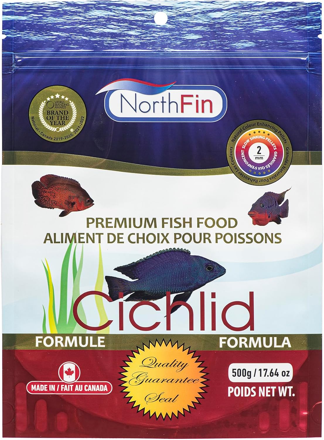 Northfin Cichlid Formula Fish Food – Slow Sinking Pellets for Cichlids (3mm, 1kg) | Premium High-Protein, All-Natural Cichlid Diet to Enhance Color & Growth – No Fillers, No Hormones, Made in Canada