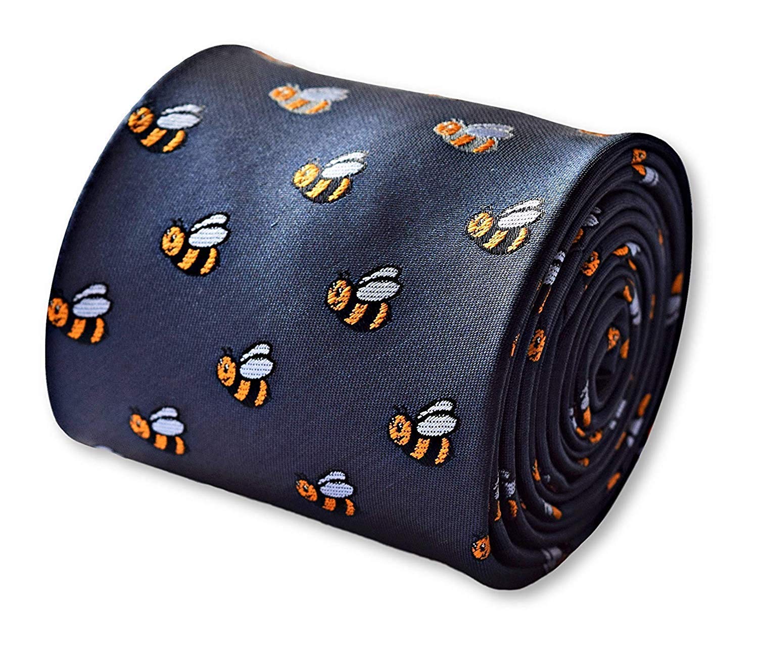 Frederick Thomas navy tie with bumblebee design Manchester