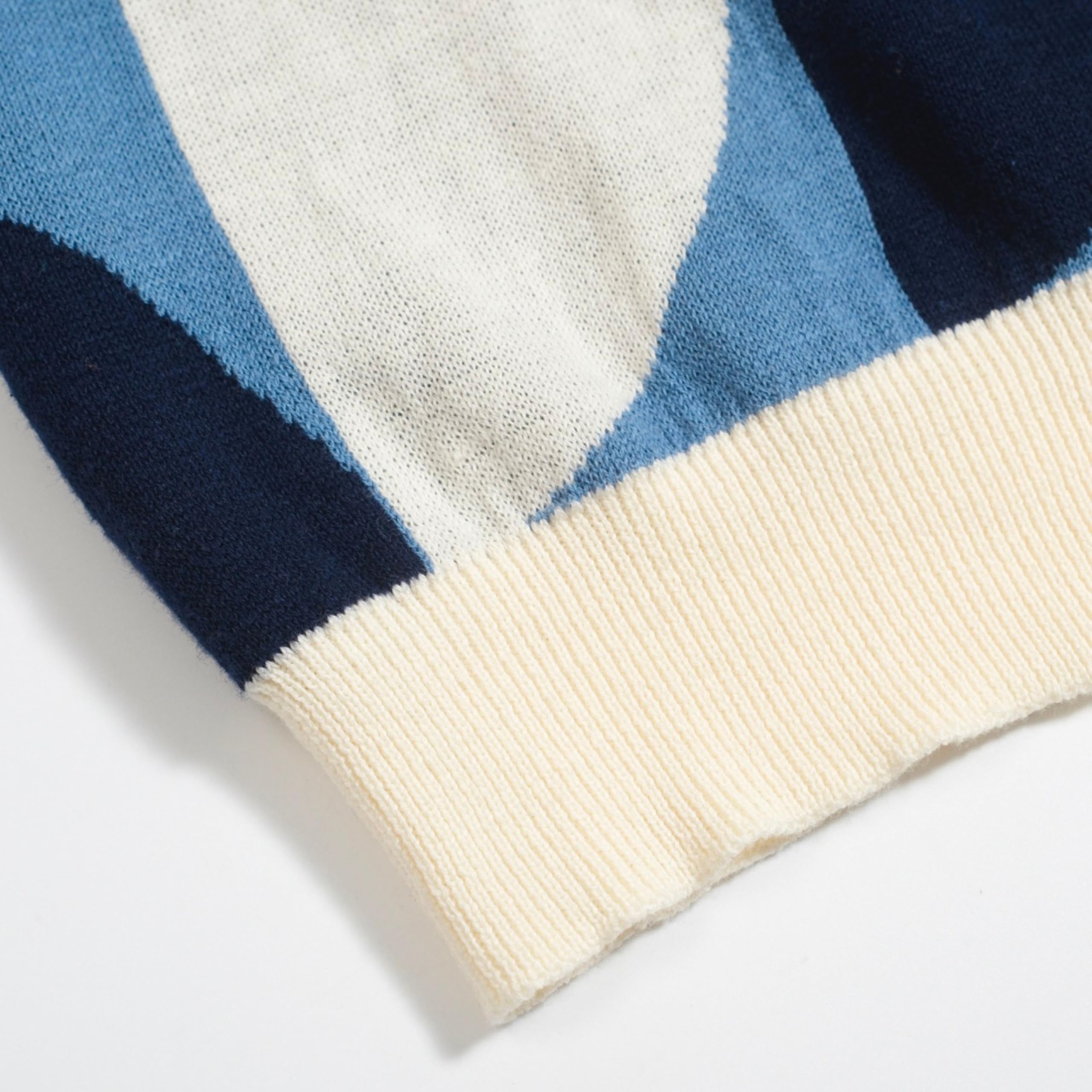 OXKNIT Męska koszulka polo z krótkim rękawem z geometrycznym niebieskim zapięciem na guziki