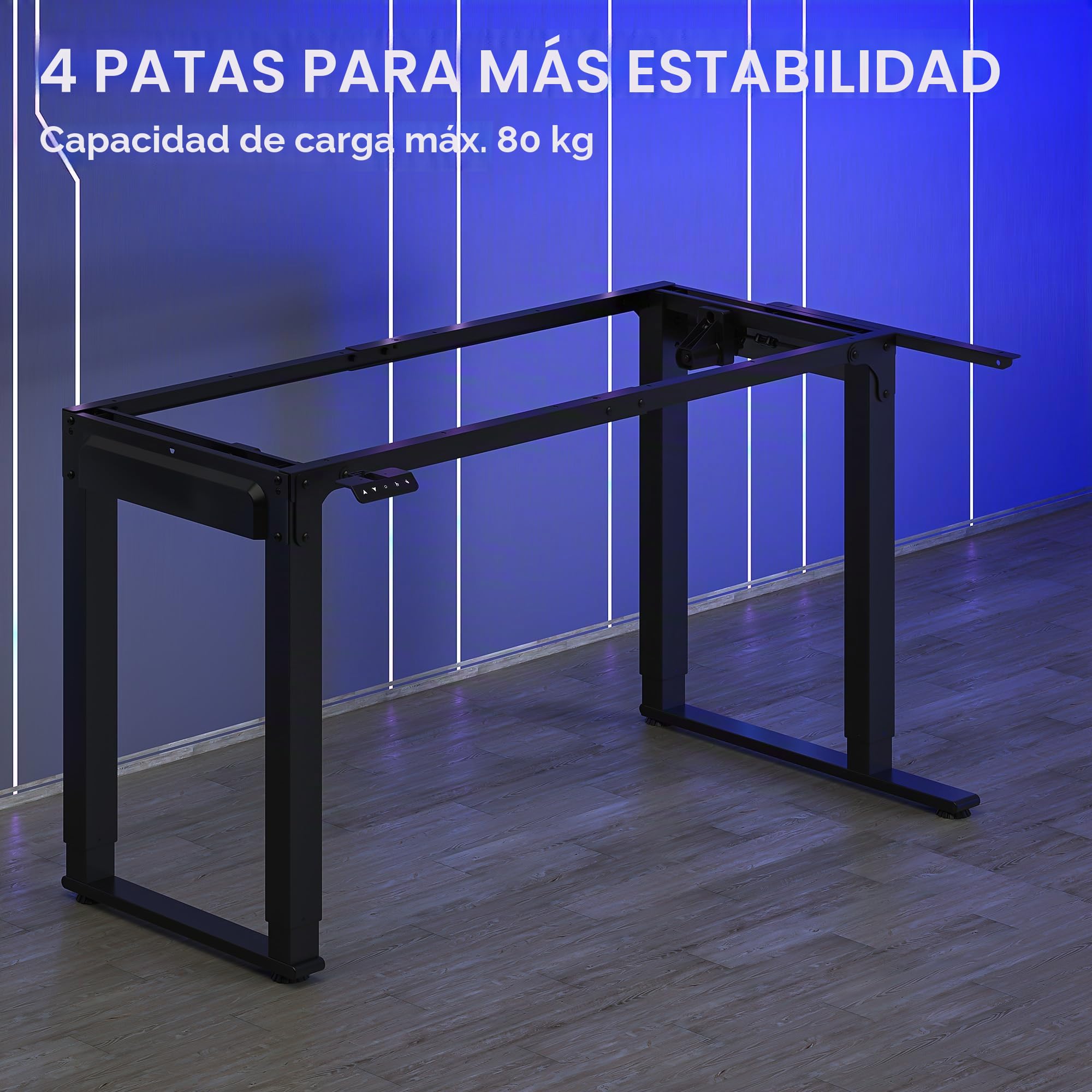SANODESK Escritorio Elevable Eléctrico (180x110 cm) con 4 Patas - Escritorio de Juegos, Gaming Mesa, Escritorio Regulable en Altura en Forma de L con 2 Motor, Control de Memoria (Negro)