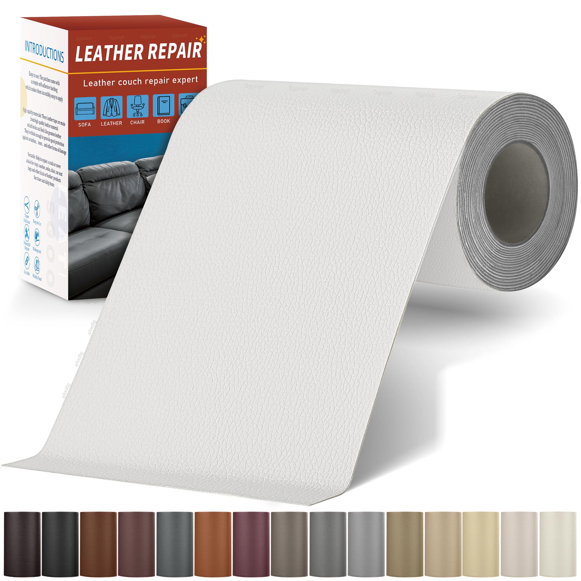 Sgooyir Leder Reparatur Set, Kunstleder Selbstklebend, Kunstleder Reparaturset Flicken Selbstklebend Patch für Autositze, Sofa, Jacken, couch, MöbelV