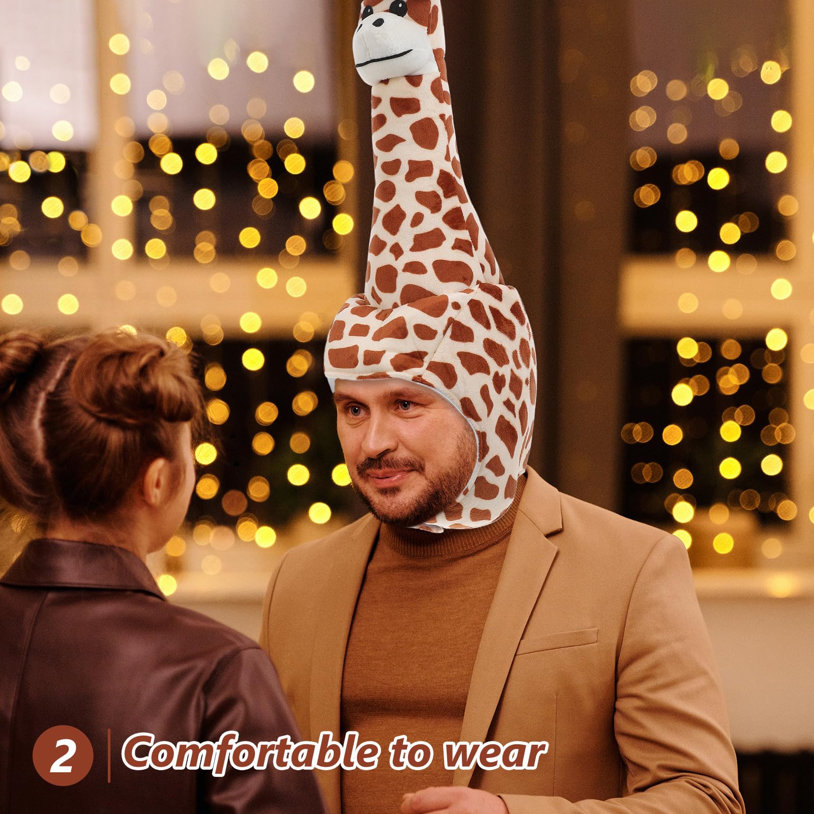 Cappello da Giraffa per Feste di Carnevale e Travestimenti Divertenti Resistente All'usura e Rottura in Peluche Cotone Pp Uomo e Donna