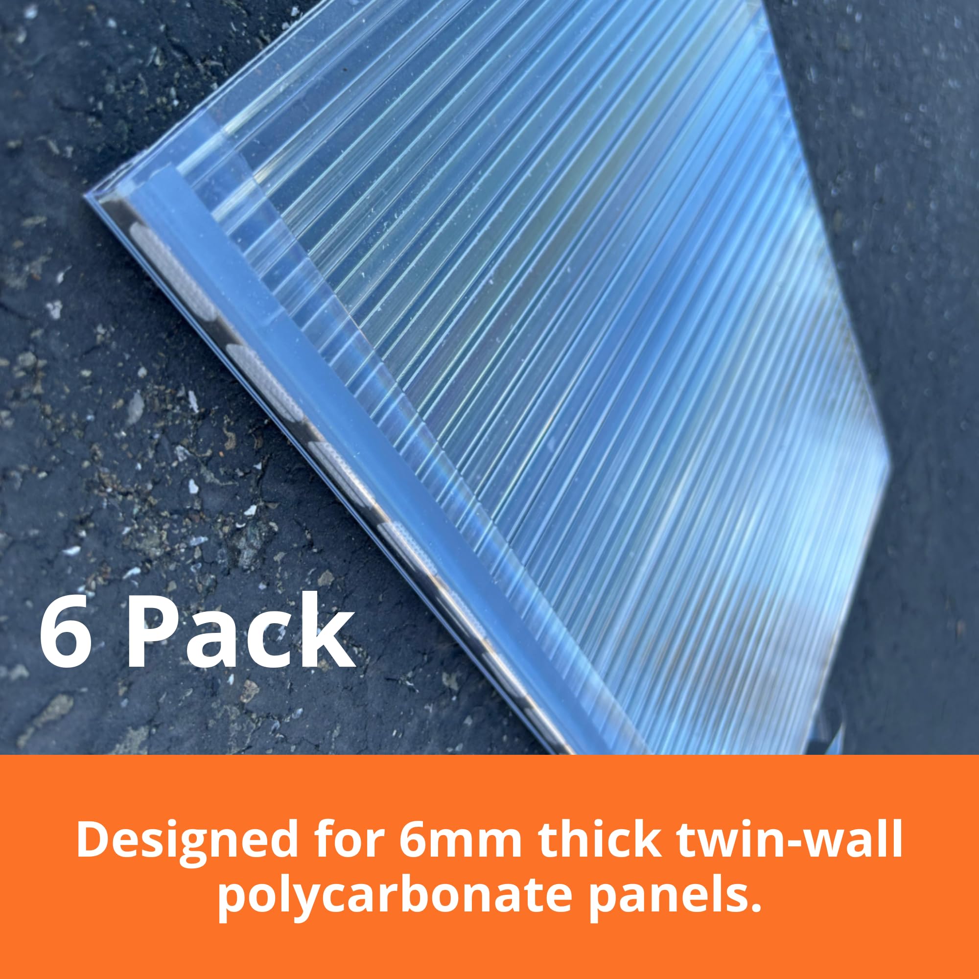U Cap Polycarbonate Profile | 4ft U Profile | U End Cap for 6mm (1/4 inch) Twin Wall Polycarbonate Panels | U Channel | UV & Weather-Resistant Protective Cover | Blocks Dust and Rain (Pack of 6)