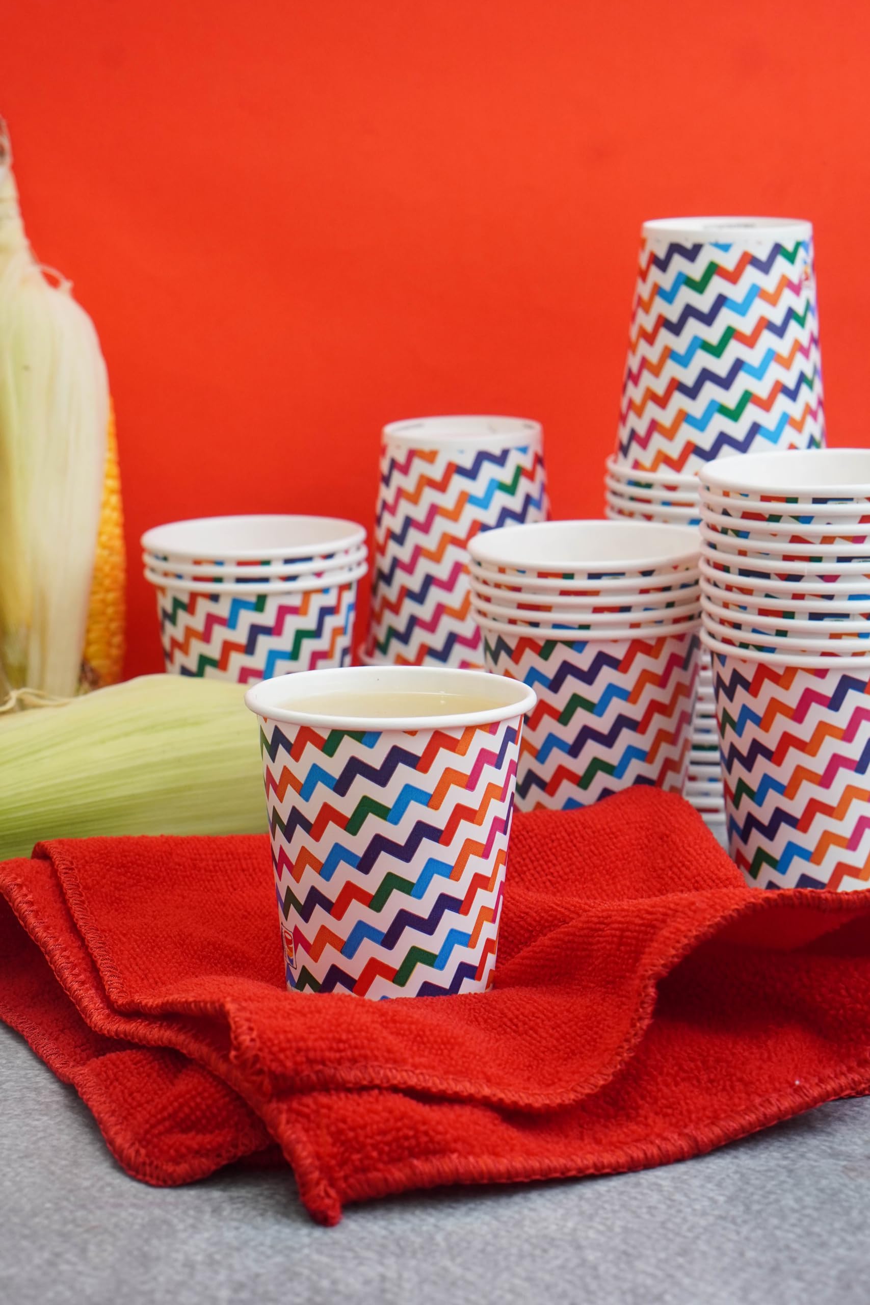 PARICOTT 200ml – 200 Cups | Zigzag Printed Paper Cups | Eco-Friendly Disposable Cups for Hot & Cold Beverages – Ideal for Tea, Coffee, Juice, Water, Cocktail, Party, Travel, Wedding, Events 1