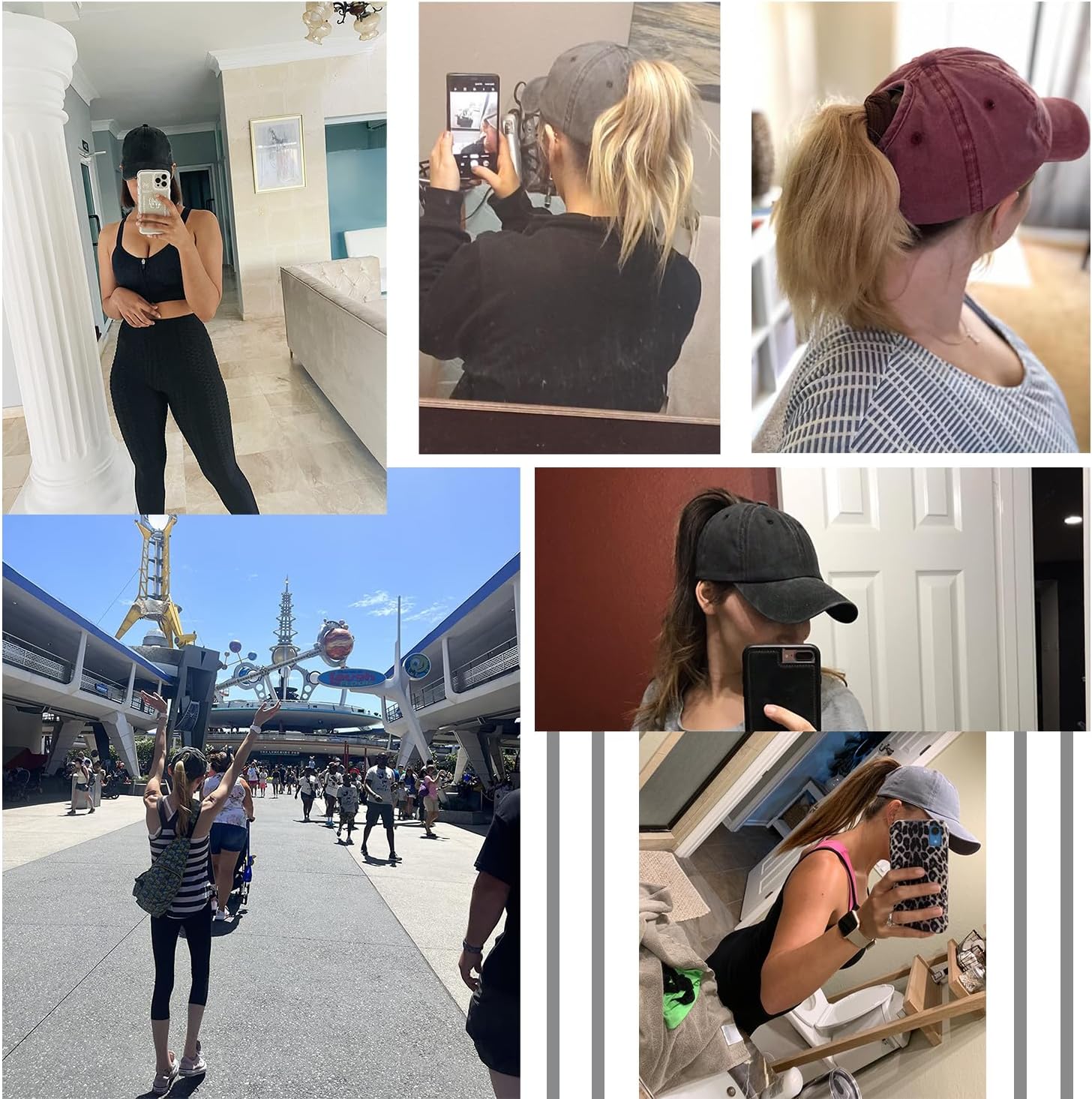 2 Packs Criss Cross Hat Womens Baseball Cap Distressed Ponytail Messy Bun Trucker Ponycap - Image 6