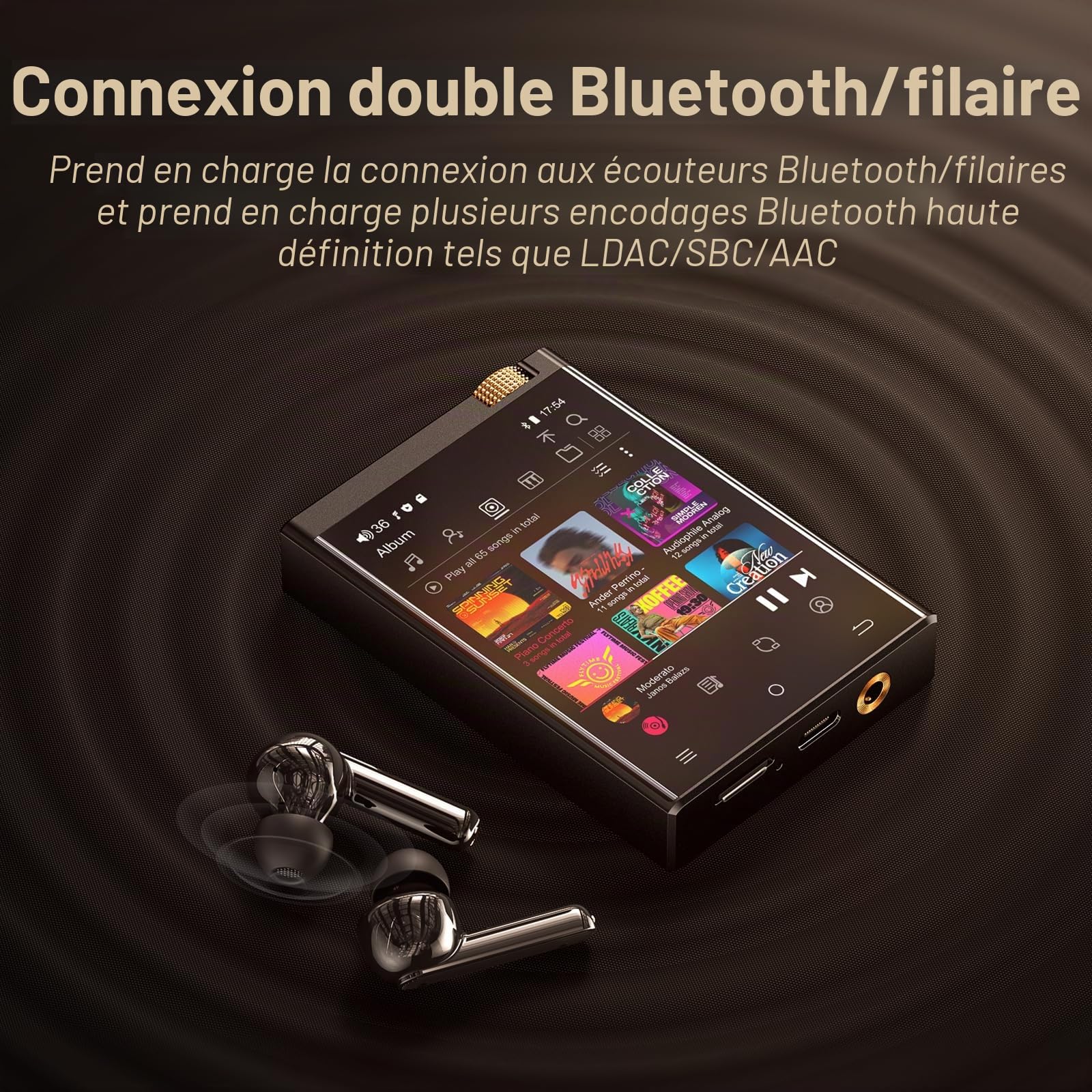 Lecteur MP3 HiFi, Oilsky 80Go Android 9.0 Spotify MP3 avec Bluetooth et WiFi, 2,8'' sans Perte DSD, Haute Fidélité Lecteur Musique Audio Portable