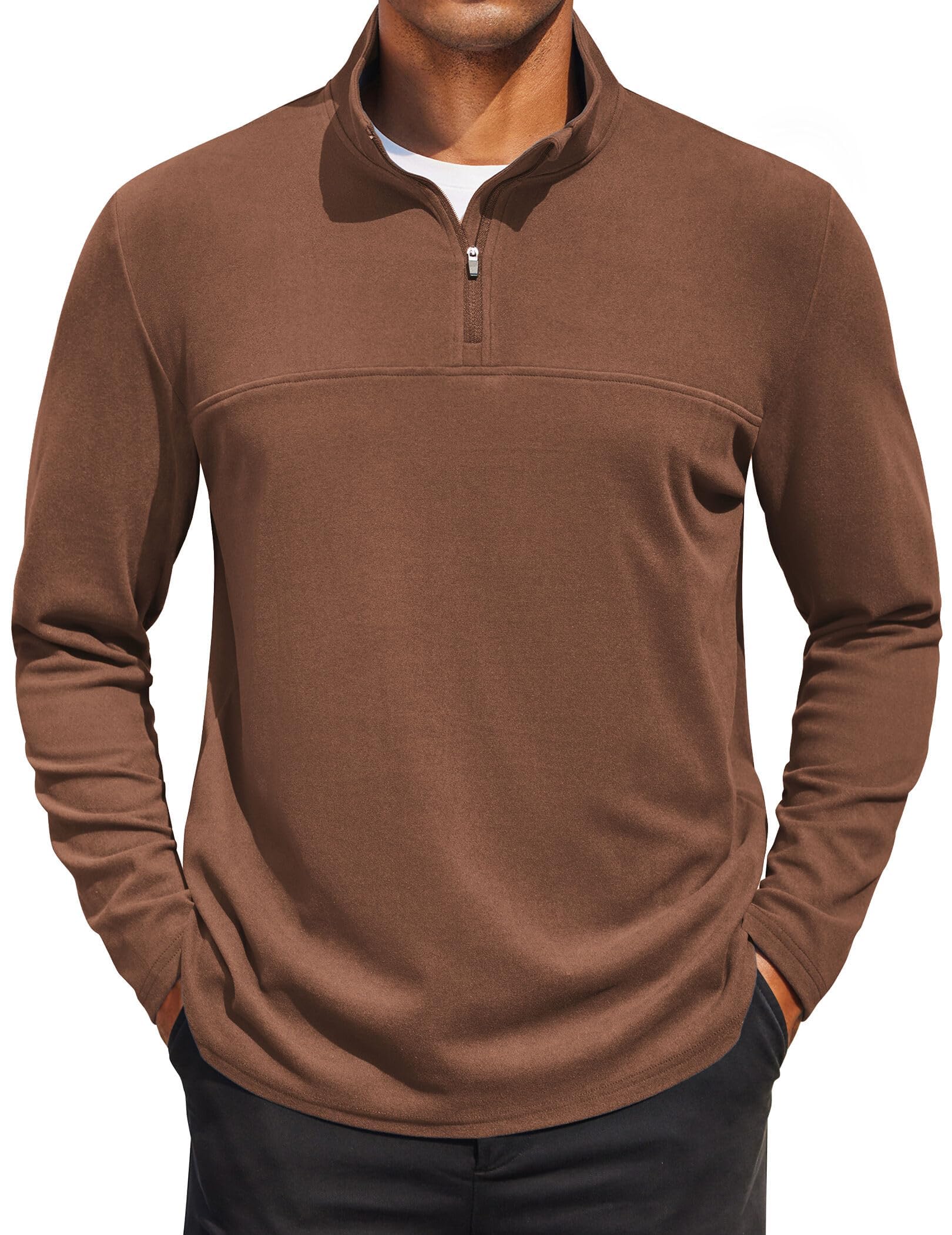 COOFANDY Mens Fleece Quarter Zip Pullover Long Sleeve Mock Turtleneck Sweatshirts Thermal Workout Golf Polo Shirt
