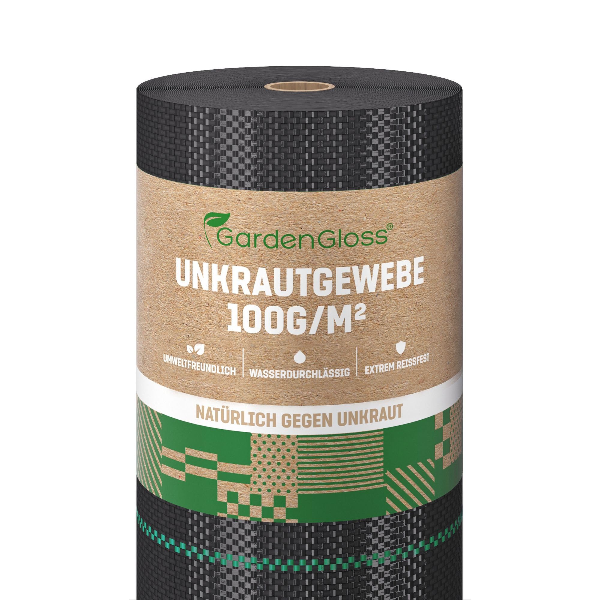 GardenGloss Anti-Unkrautgewebe 100g/m2 - (50m x 1m, Rolle) | Perméable à l'Eau et Résistant à la Déchirure - Haute Stabilisation UV - Tissu Tissé Anti-Mauvaises Herbes