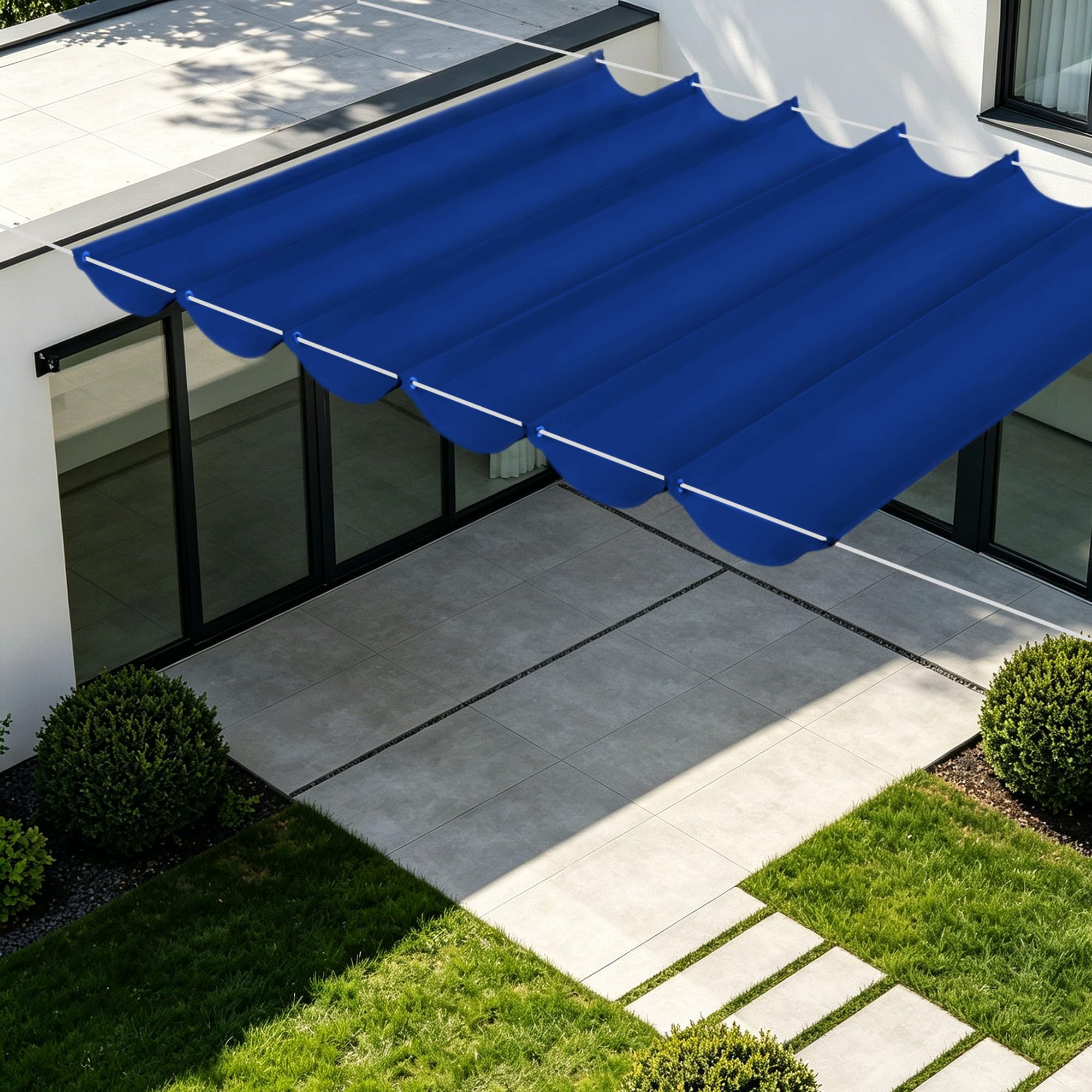 Toile d'ombrage rétractable imperméable 300 x 360 cm avec œillets pour patio