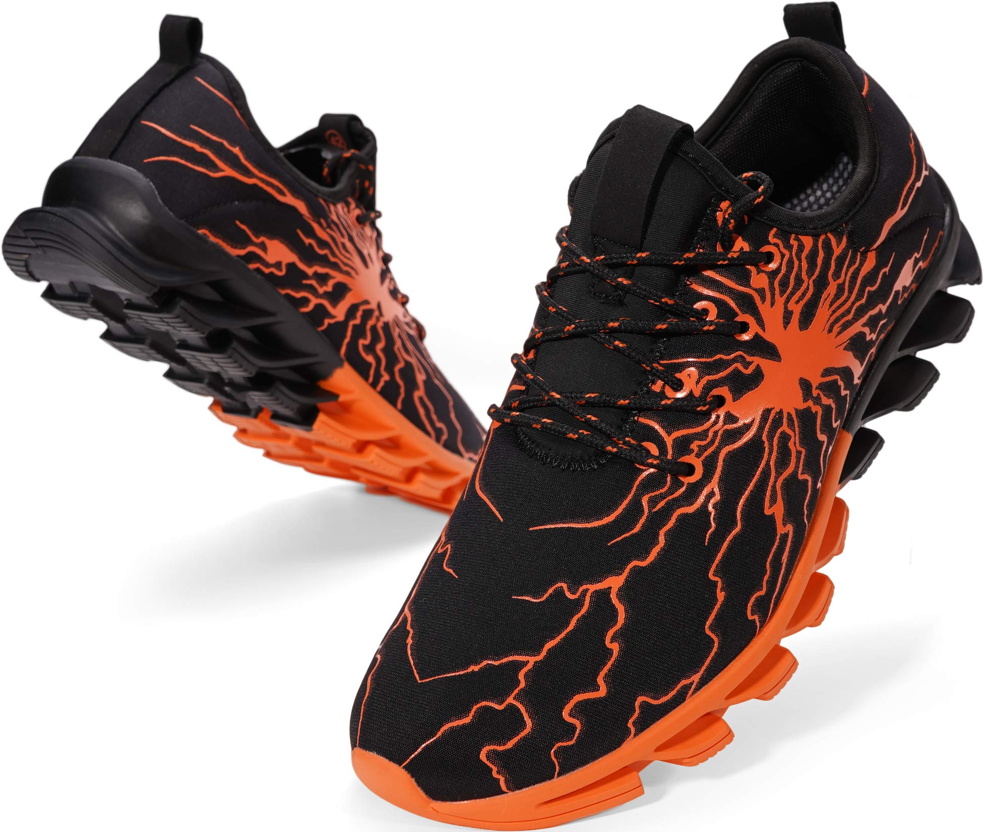 BRONAX Mens Tennis Shoes Graffiti Comfy Fashion Athletics Walking Sneakers Size 8 Orange
