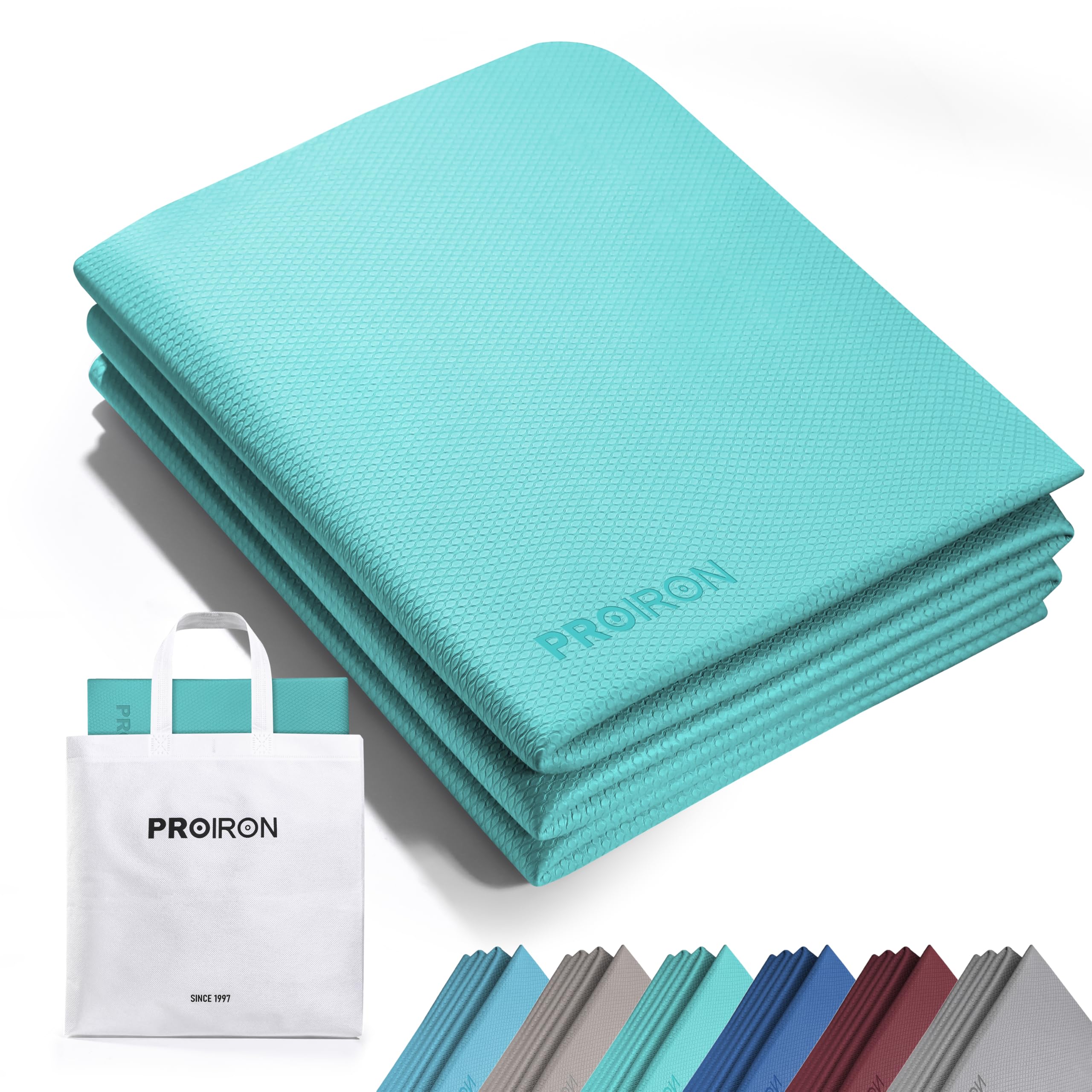 PROIRON Foldable Yoga Mat 0.24"/0.16" for Home Workout & Travel, Non Slip Travel Yoga Mats with Carry Bag, Packable Yoga Mat for Home Gym, Pilates, Fitness,Stretching