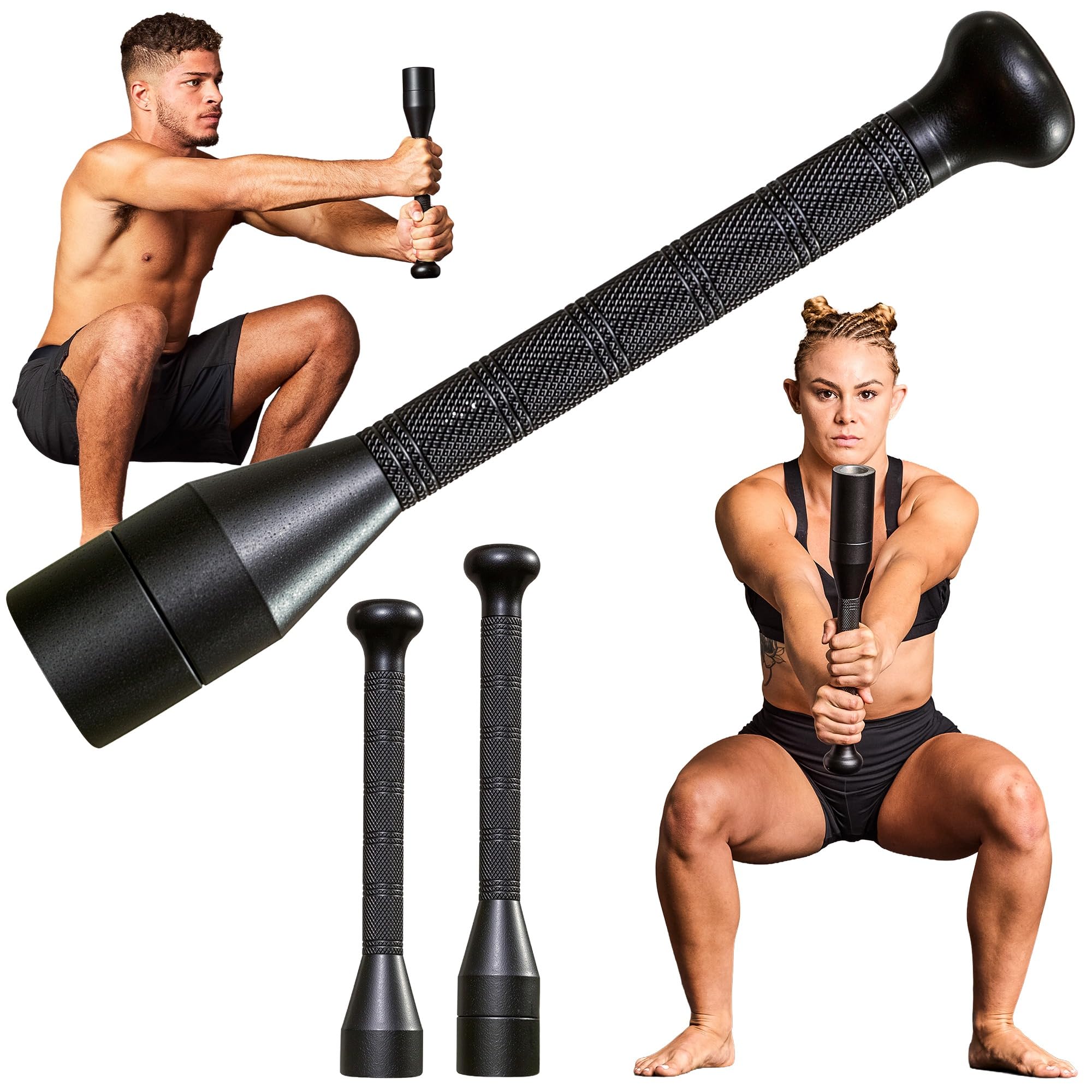 Steel Mace Bell Set for Strength Training – Mild Steel with Black Powder Coating – Full B…