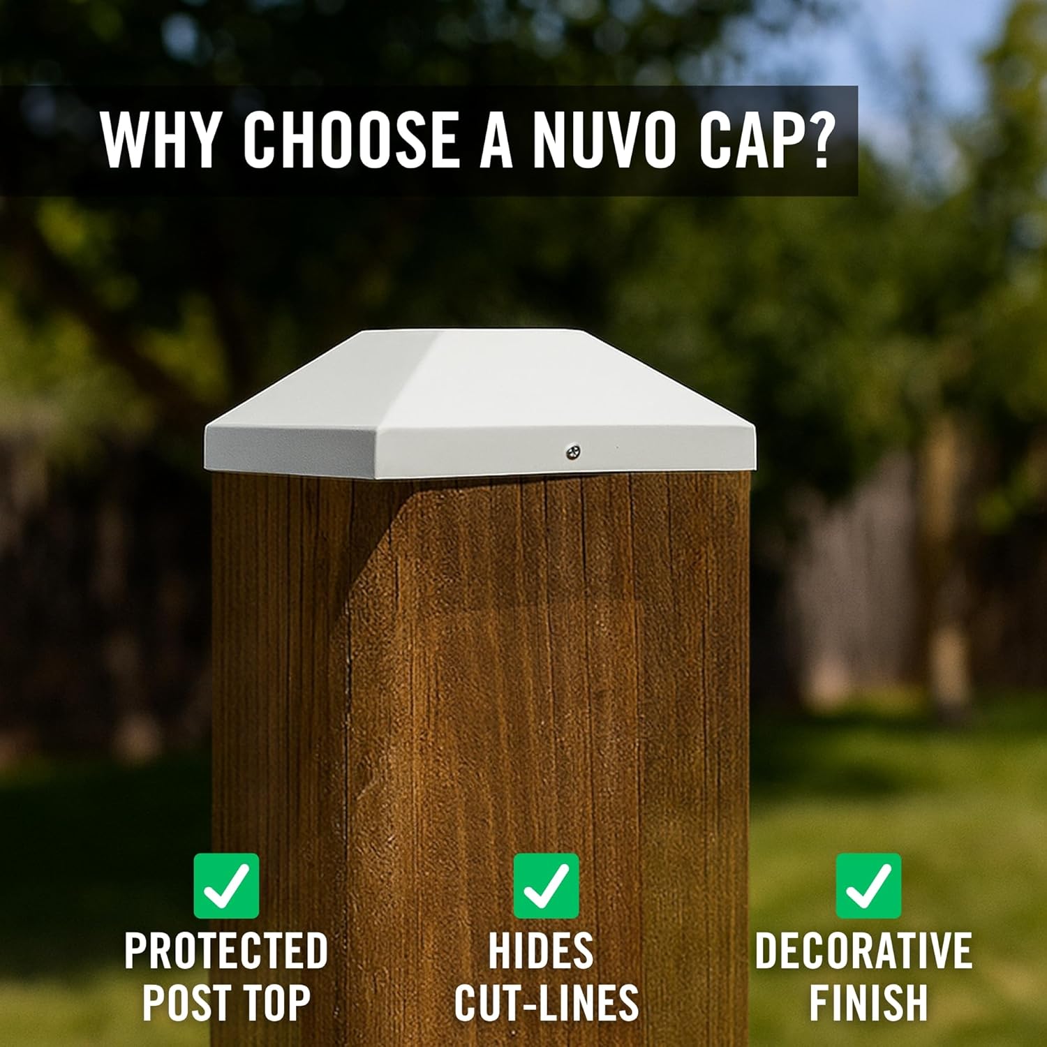 Nuvo Iron 4-in x 4-in White Rigid Plastic Pyramid Post Cap - Pack of 24