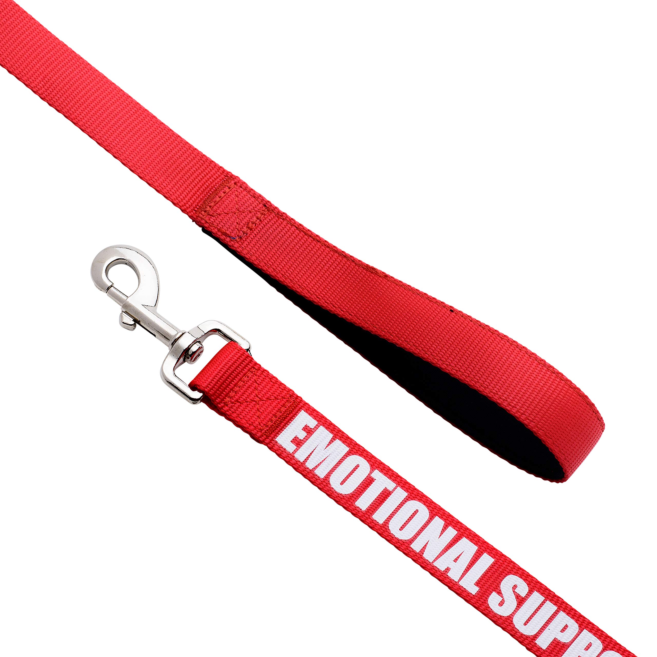 Just 4 Paws Padded Emotional Support Leash with Neoprene Handle & Reflective Print on Both Sides, 4 Foot Long, 2 Widths, for Harnesses, Vests or Collars, (Regular 4' X 5/8