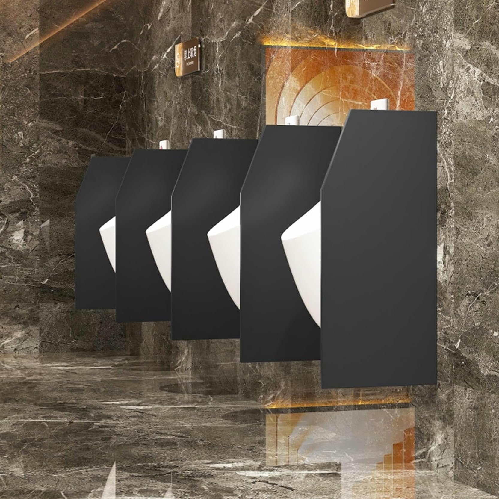 GTHTUHFD Stainless Steel Urinal Partition With Baffle Screen For Public Toilets,Black Hanging Style