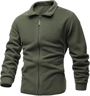 OULIWANGLUO Men's Jacket Slim Fleece Tactical Sweater Mountain Full Zip Fleece Jacket Casual Stand-Up Collar Zip Polar Jacket