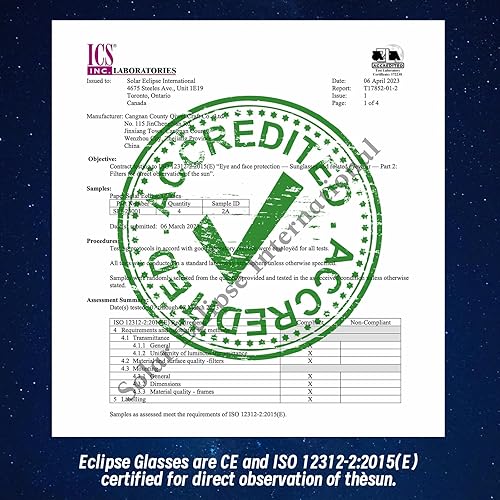 Miniatura 2 de yohica Paquete de 24 lentes de eclipse solar, persianas seguras con certificación CE e ISO 2024 para visión directa del sol, Paquete de 24
