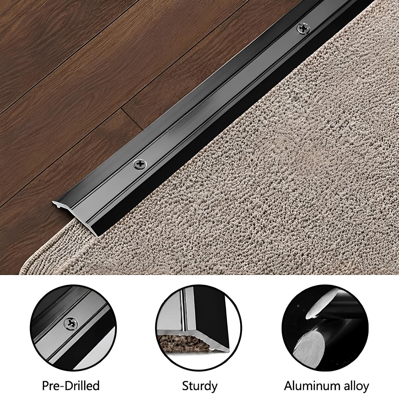 80-150cm Rampe de Seuil Aluminium, Barre de Seuil Rattrapage de Niveau