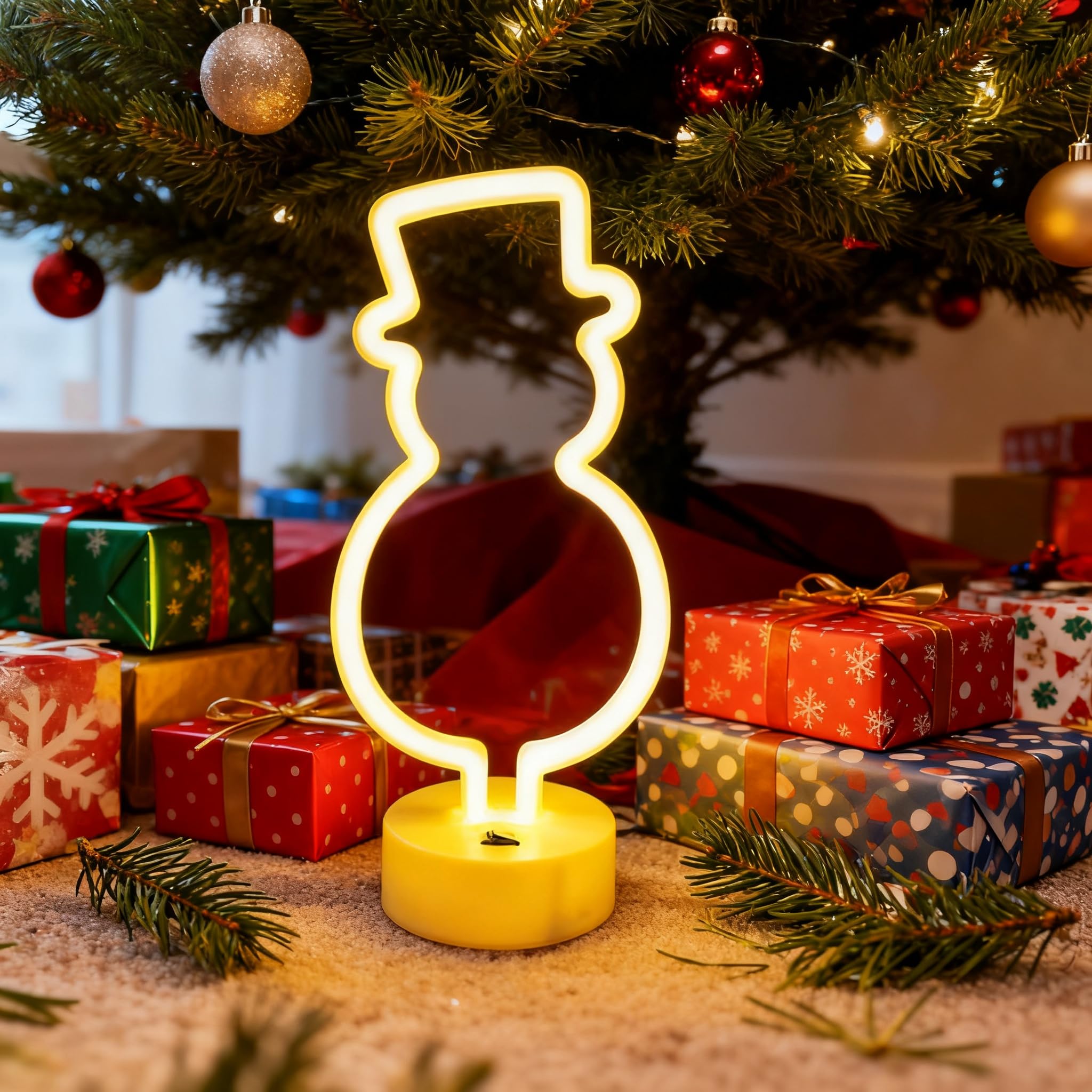 'Hello winter Snowman, neonowa lampa, ściemniana dioda LED ze stabilną podstawą i przełącznikiem dotykowym, zasilana baterią USB lub 3-AA, neonowe znaki LED, dekoracja ścienna na biurko, na imprezę
