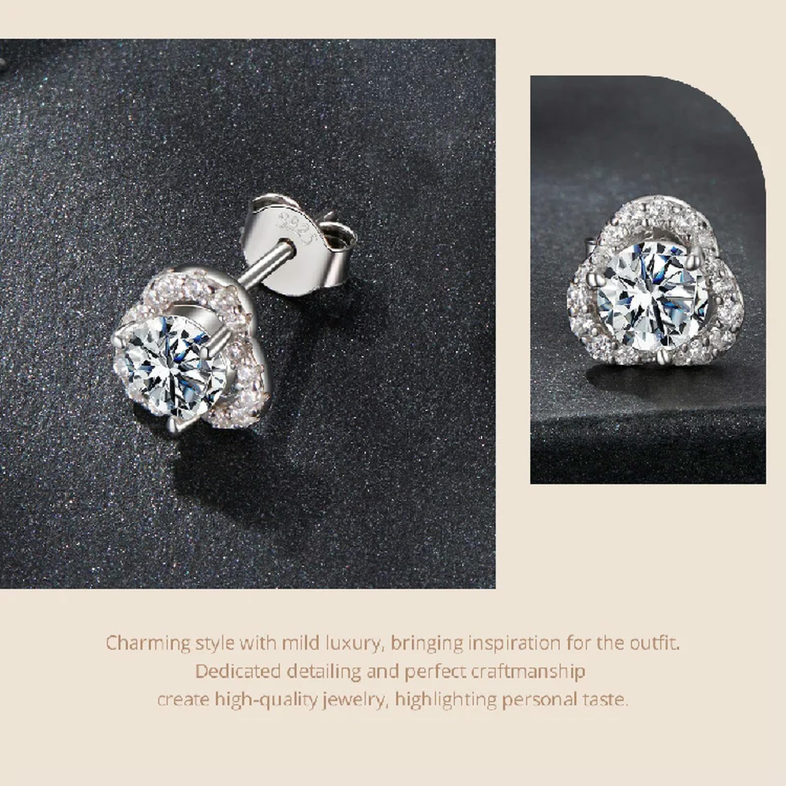 Pendientes De Moissanita Brillante De 0,5 Quilates Con Forma De Flor De Trébol, Diamantes Vvs1 Creados En Laboratorio, Originales Para Mujer, Joyería Fina.