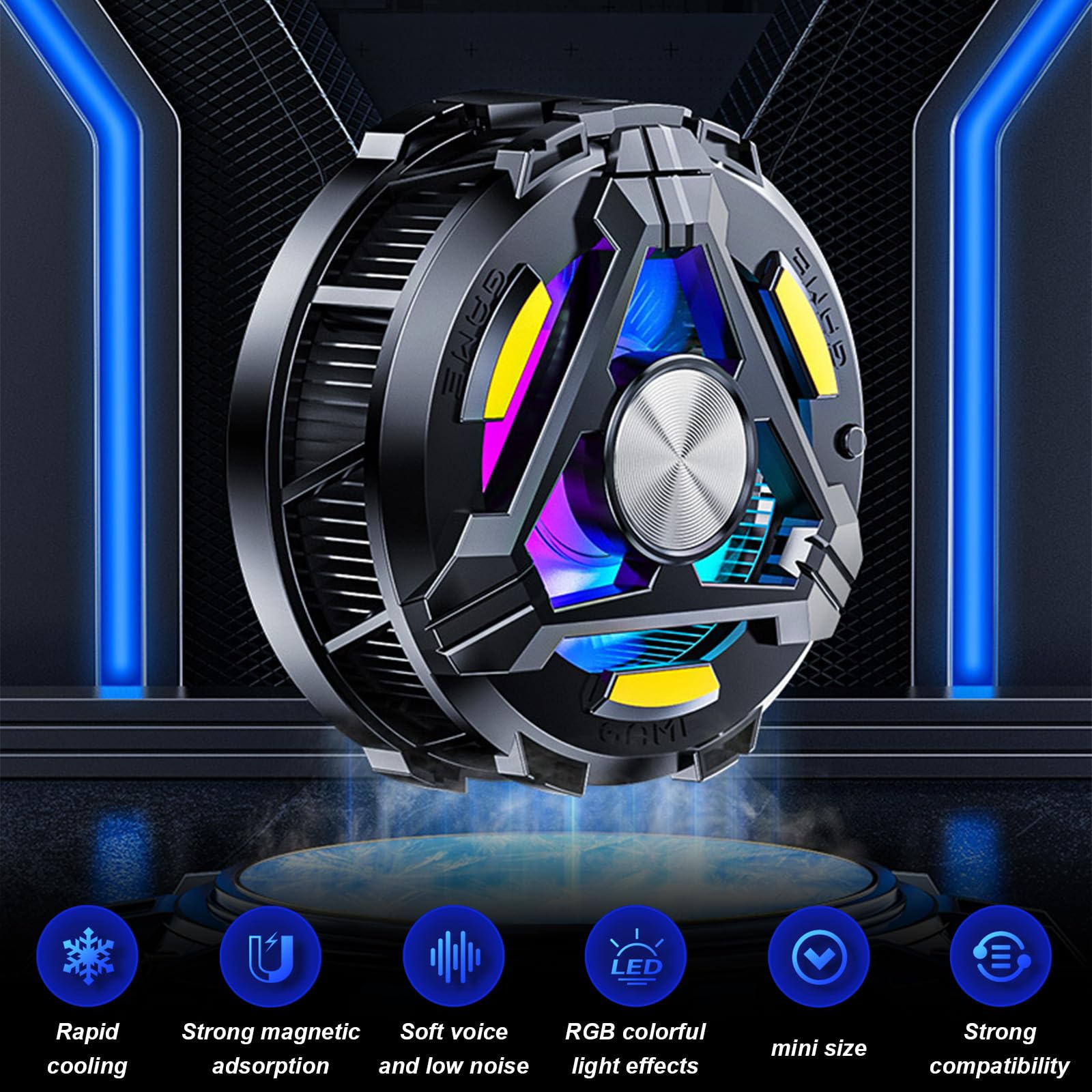 Tablet Cooler con supporto da 25 W, Magnetico Tablet Cooler per iPad/Phone/Laptop/PC, Tre Temperature Regolabili, Gaming, Supporto per Tablet Regolabile