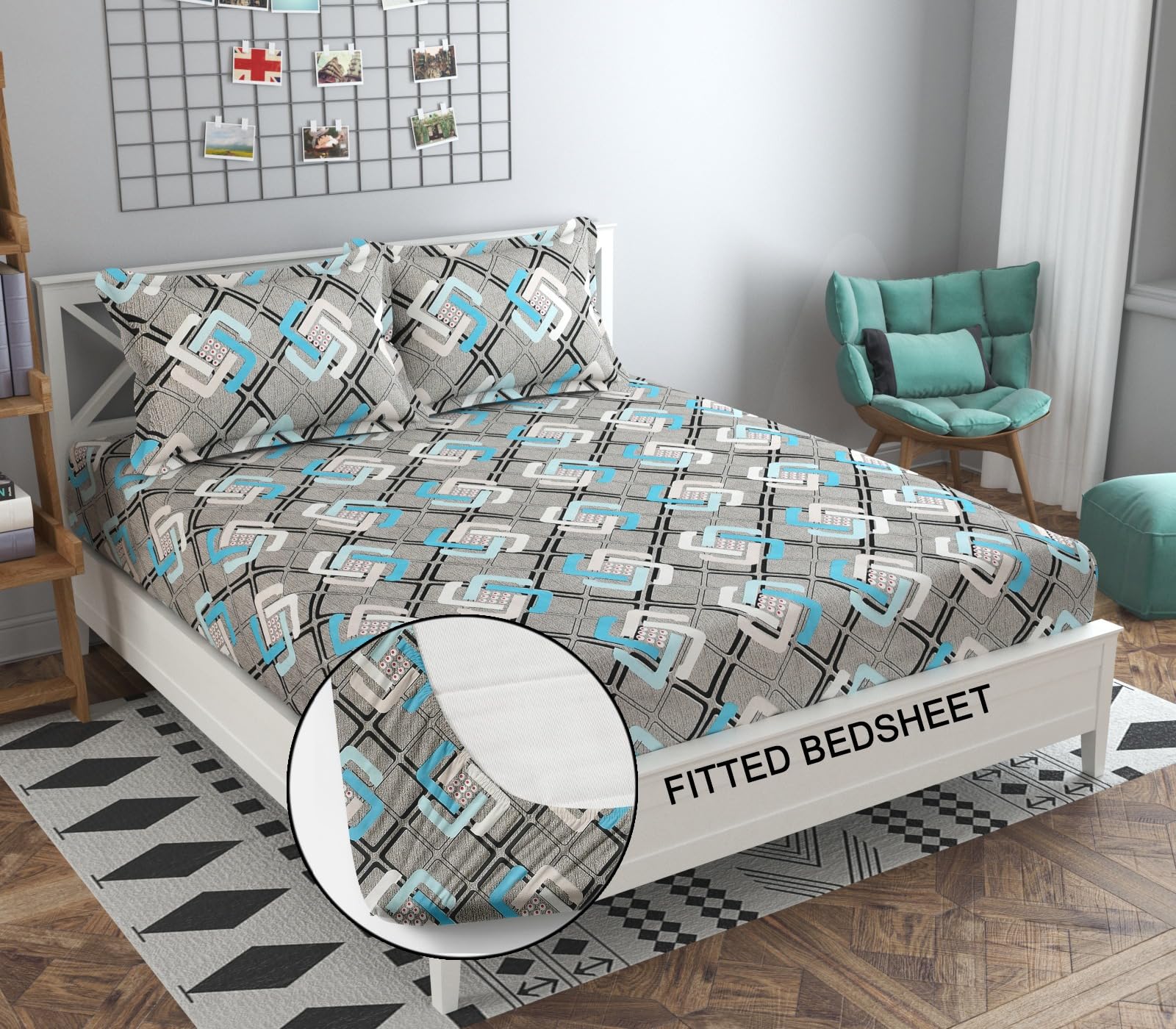 Soniasaa Premium Cotton-Blend Elastic Fitted Bedsheet with 2 Pillow Covers for Double Bed with All Around Elastic 294 TC Supersoft | Size - 72x78 Fit Upto 6 Inches Mattress Soft-Touch Skin Friendly (B0CRYF9G6S) Amazon Price History, Amazon Price Tracker