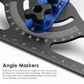 Stair Tread Template Tool - Dual Solid Nut Locking Stair Tread Tool Jig, Stair Measuring Tool Jig, Stair Step Scribe Tool, Stair Template, Stair Gauge Tool (Blue-Gray)