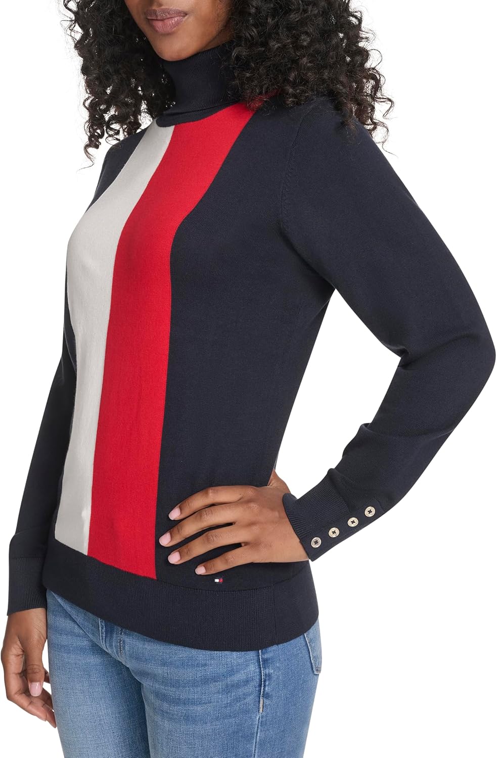 Tommy Hilfiger Womens Long Sleeve Cotton Turtleneck Light Weight Sweater - Image 3