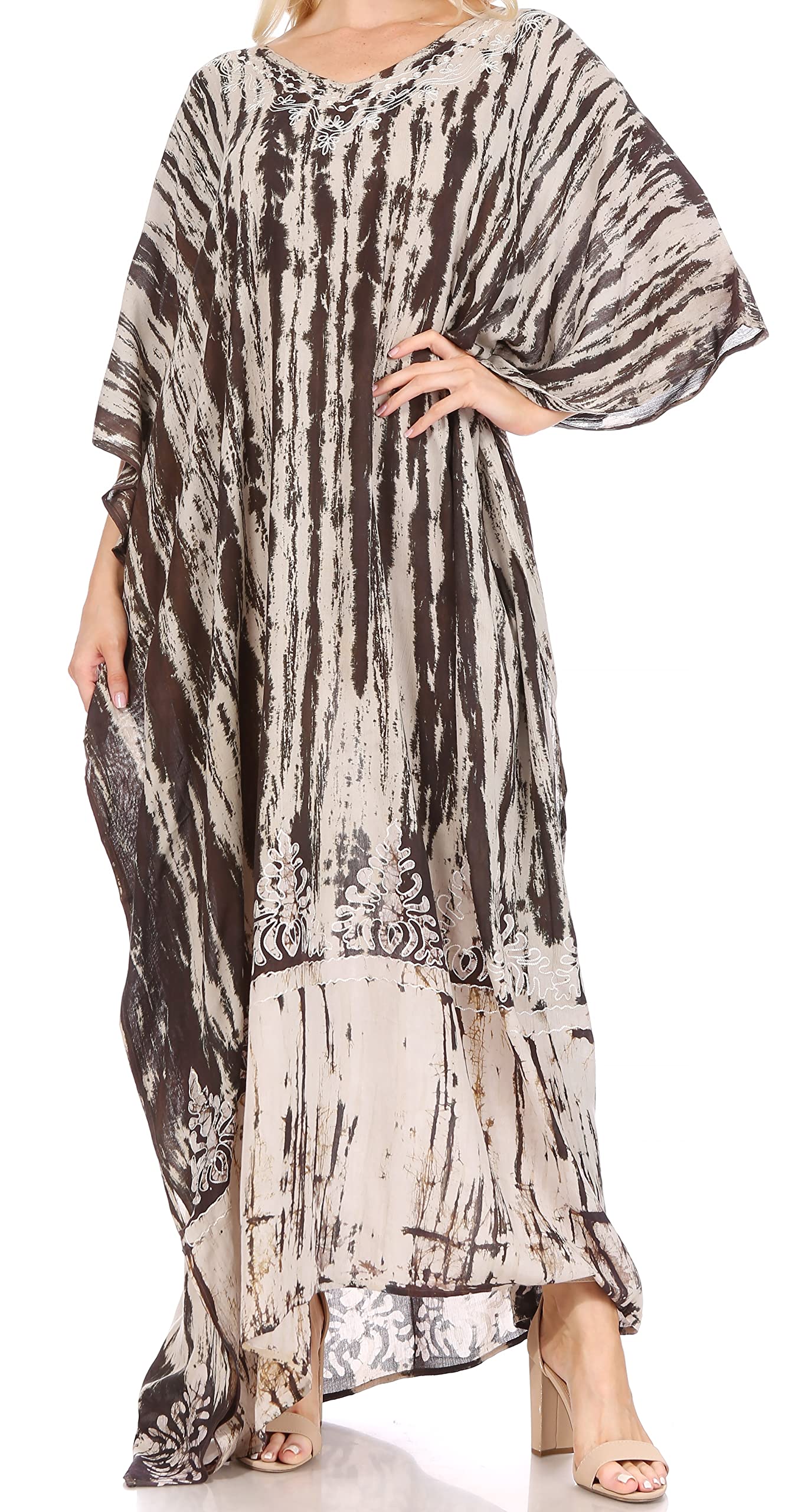 Sakkas Tacy Women's Casual Boho Summer Maxi Dress Caftan Kaftan Cover-up LougeWear