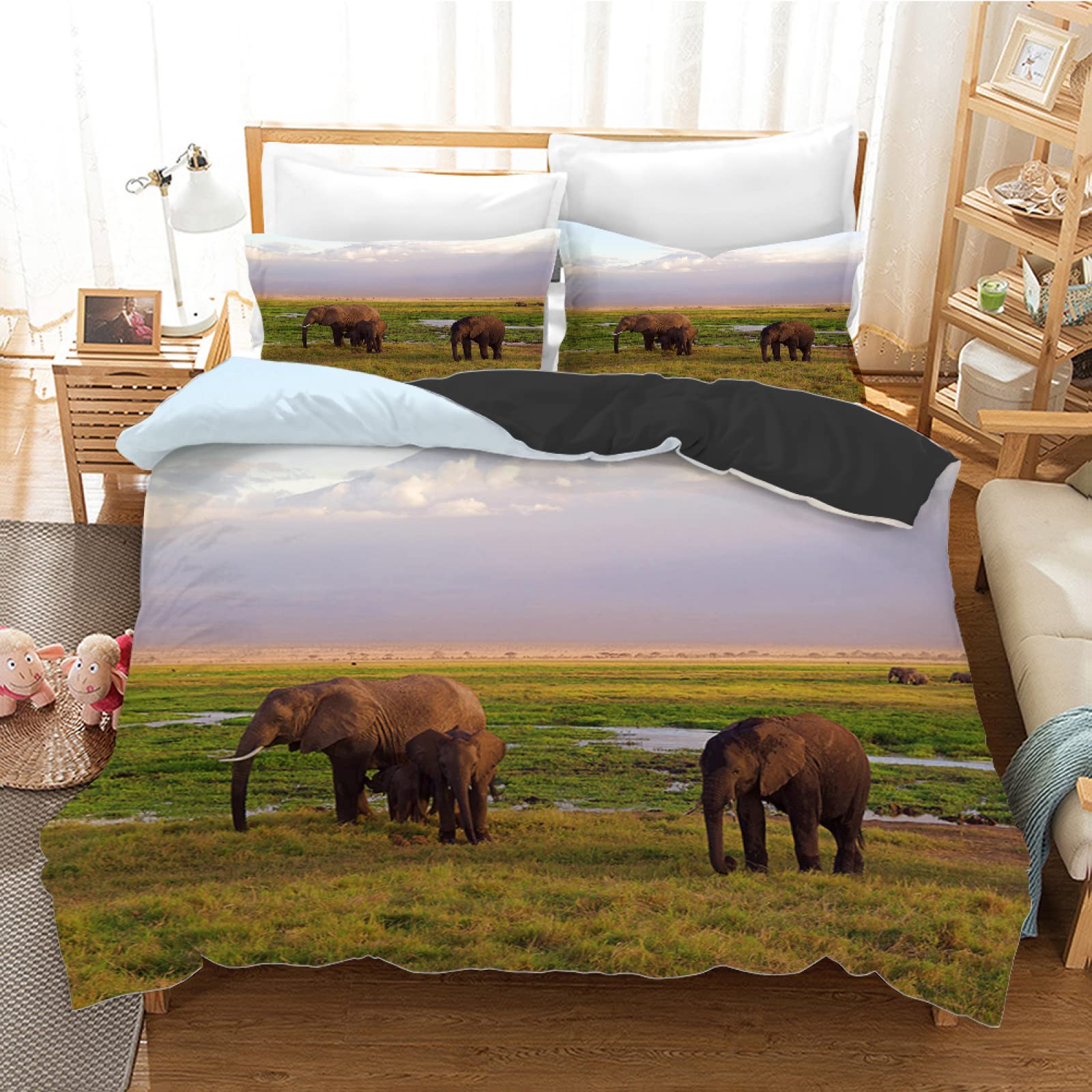 Housse de couette 140x200 éléphant idéale pour une chambre d'ado