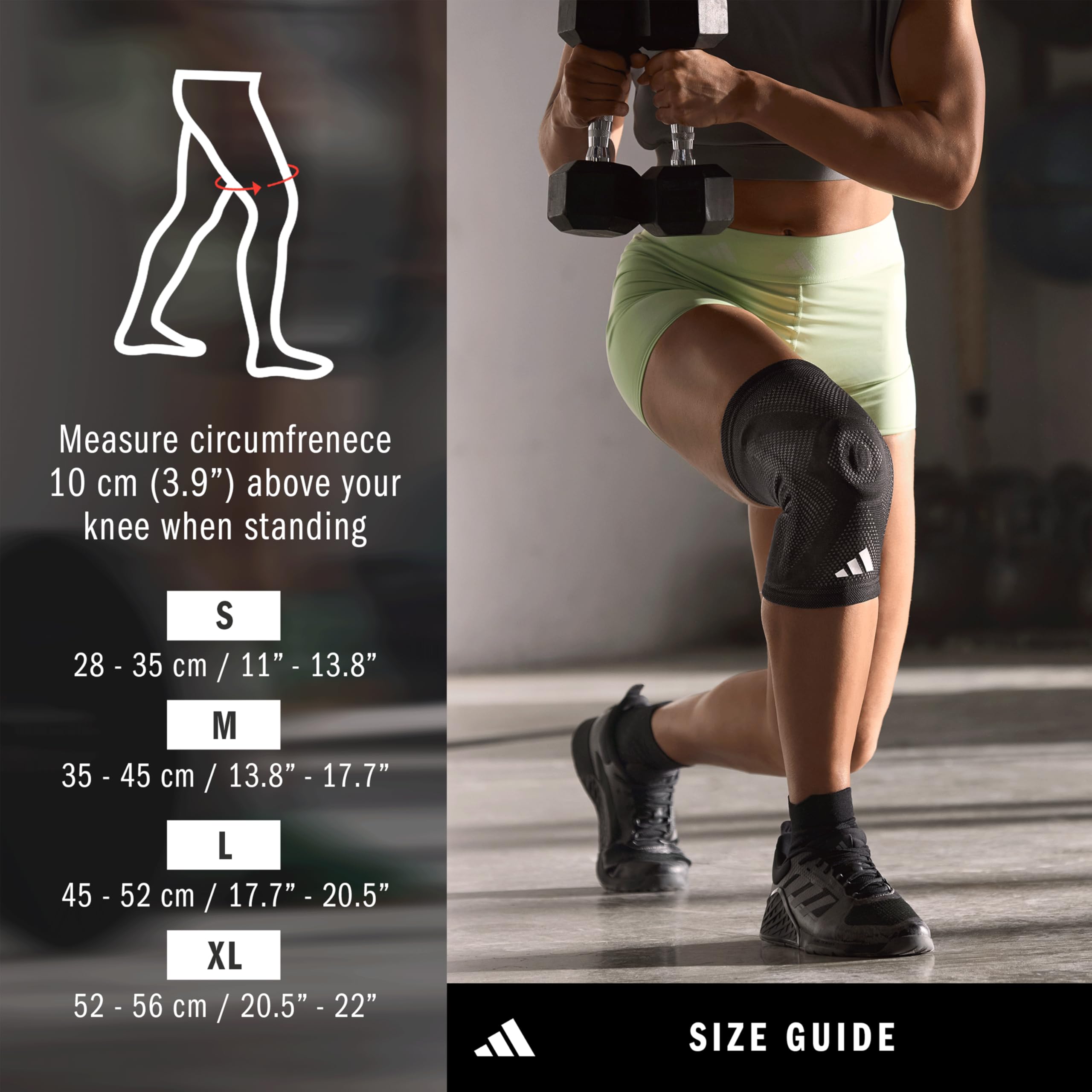 Adidas Aeroready Genouillère respirant maille de compression L