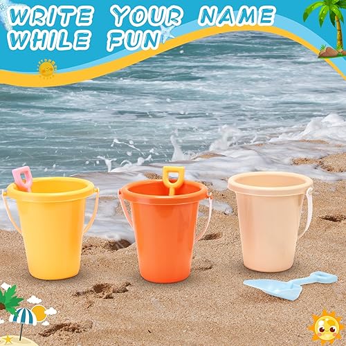 Miniatura 7 de Silipull Cubos de arena y palas para niños, cubo de playa de 5.5 pulgadas con asas, palas de playa de plástico, regalos de fiesta de verano, fiesta