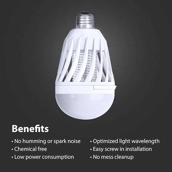Feit Electric LED Bug Zapper Light Bulb - 2 in 1 UV Light attracts and zaps Mosquitoes and Other Annoying pests | Keeps Bugs Away