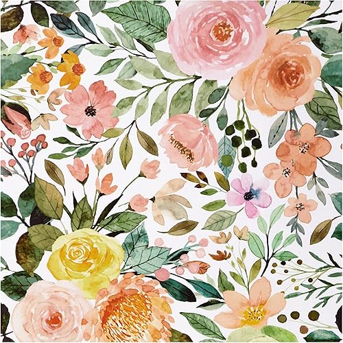 Beautysaid Peel and Stick Wallpaper Floral: Boho Wallpaper for Bedroom 17.5x118 Inch Vintage Removable Wallpaper Pink Watercolor Peonies