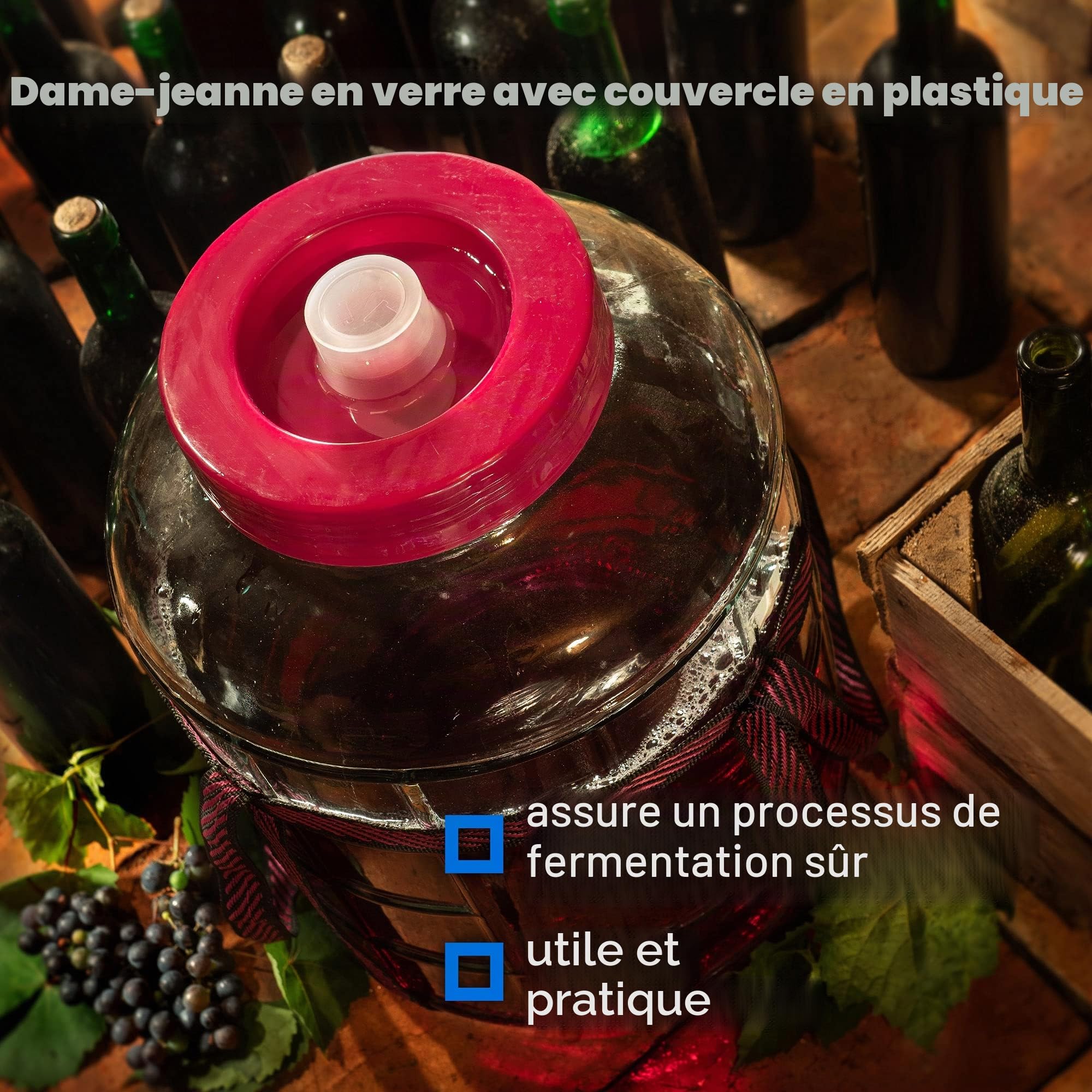 KADAX Grand Bocal de Fermentation en Verre avec Couvercle, Contenant Spacieux pour la Préservation des Aliments et Le Stockage du Vin (30L)