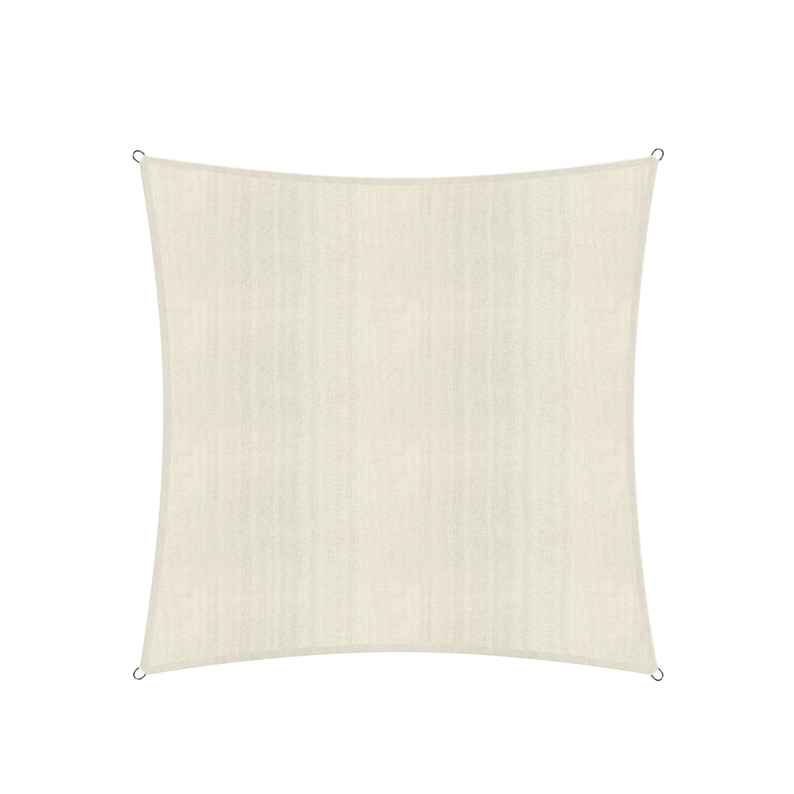 Voile d'ombrage 3 x 3 m crème en toile PEHD avec cordes de fixation pour extérieur