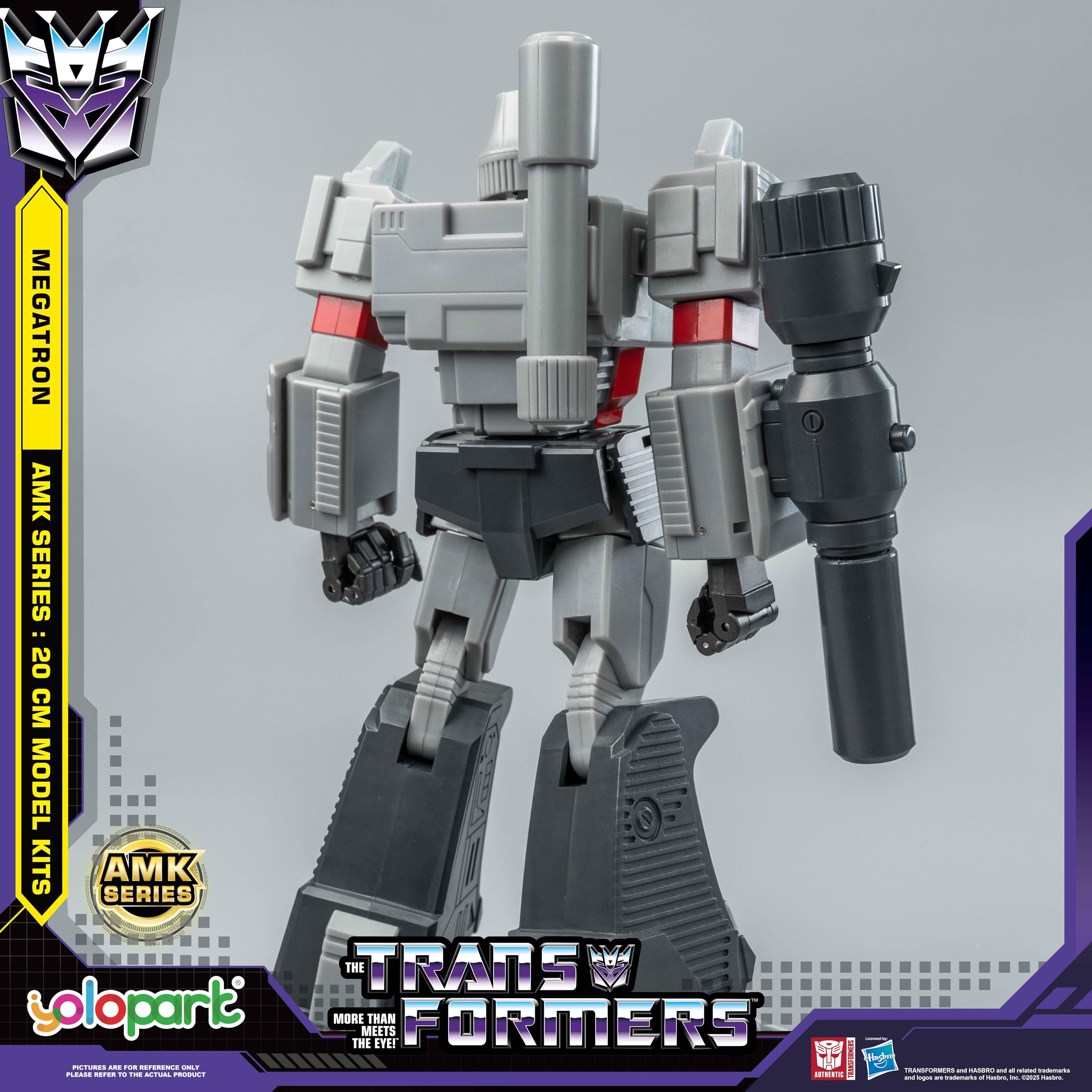 YOLOPARK Megatron Transformer zabawki, seria AMK, 20 cm, wysoce przegubowe figurki akcji Transformers G1 z bronią, dla dorosłych, chłopców i dziewcząt, bez przekształcania